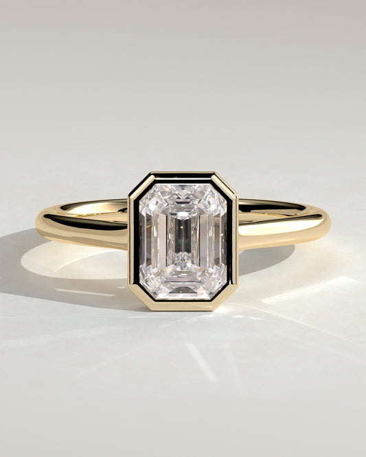 2.0 CT Emerald Cut Moissanite Bezel Style Engagement Ring