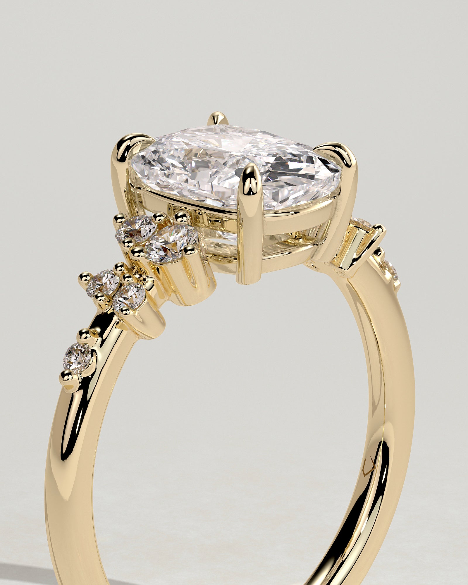 2.0 CT Elongated Cushion Cut Moissanite Cluster Engagement Ring