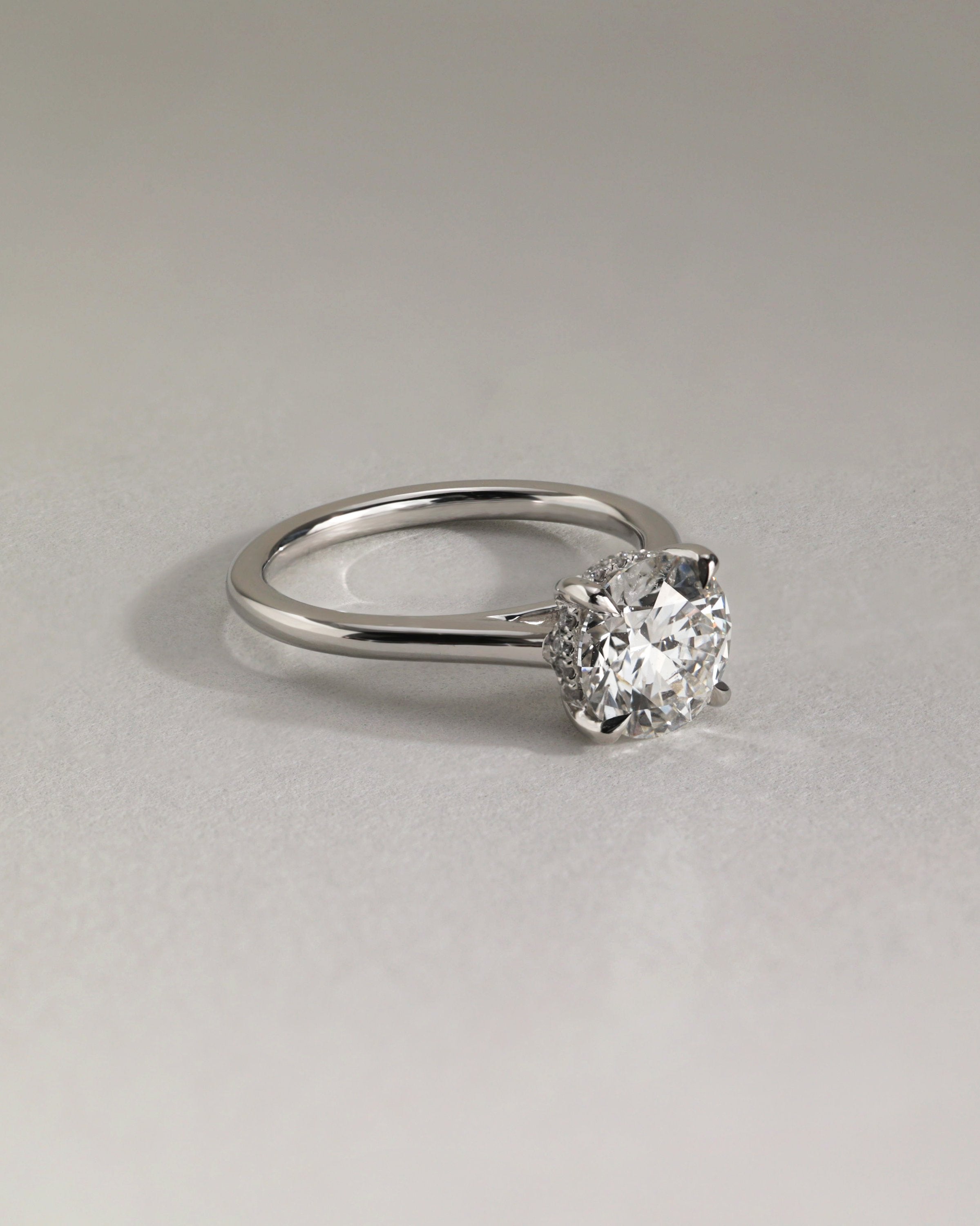 2.0 CT Round Cut Moissanite Hidden Halo Engagement Ring