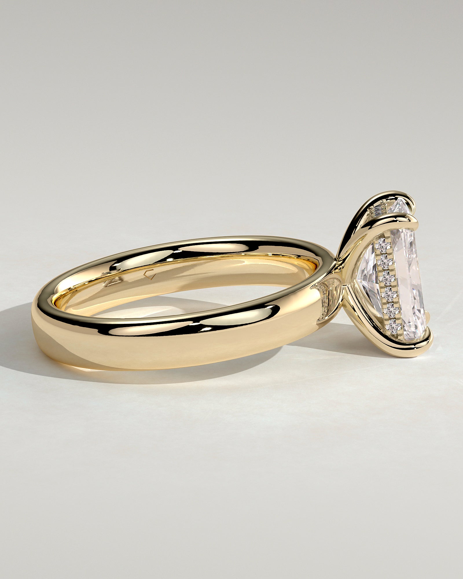 2.0 CT Radiant Cut Moissanite Hidden Halo Engagement Ring