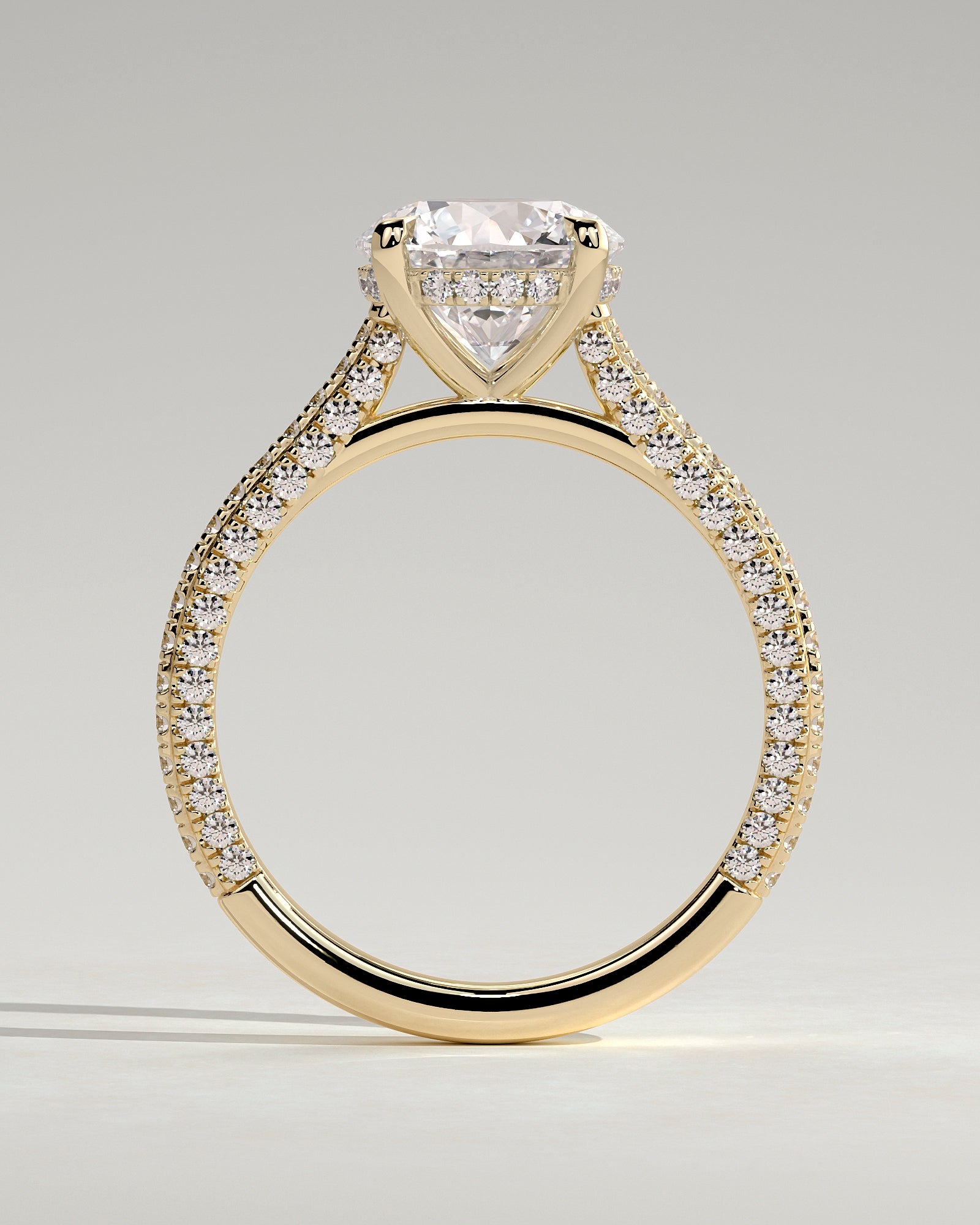 2.0 CT Round Cut Moissanite Triple Pave Engagement Ring