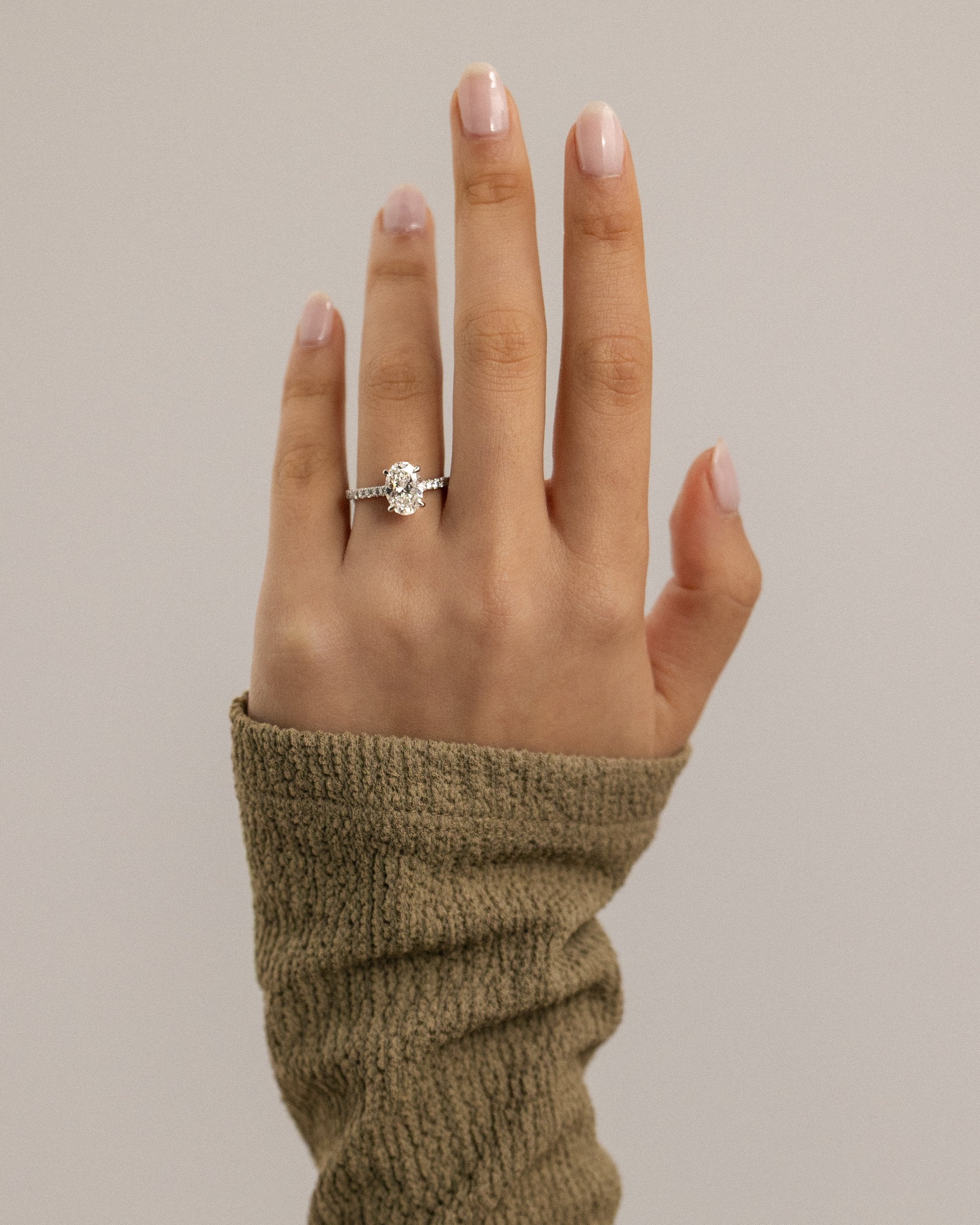 2.0 CT Oval Cut Moissanite Pave Engagement Ring