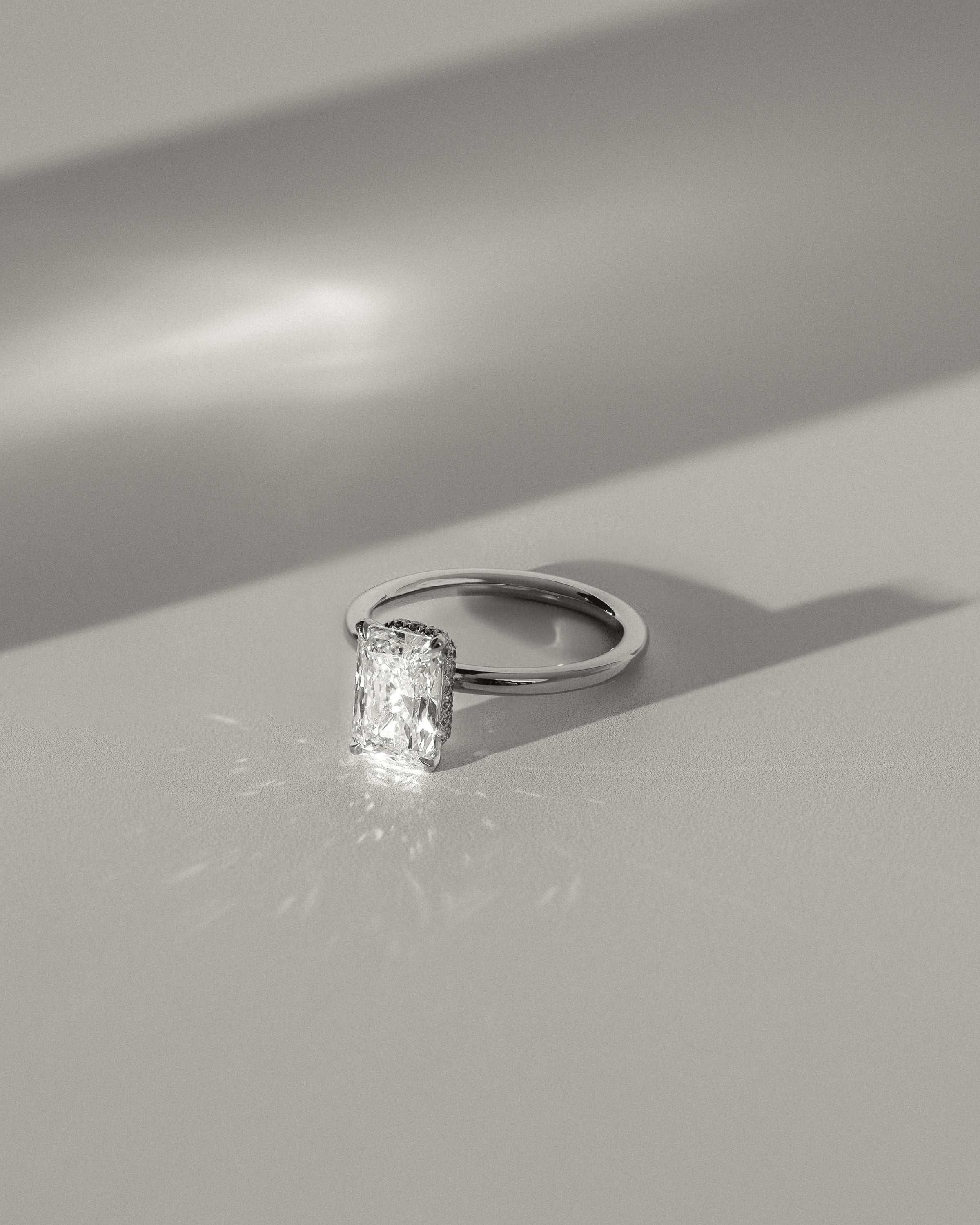 2.0 CT Radiant Cut Moissanite Hidden Halo Engagement Ring