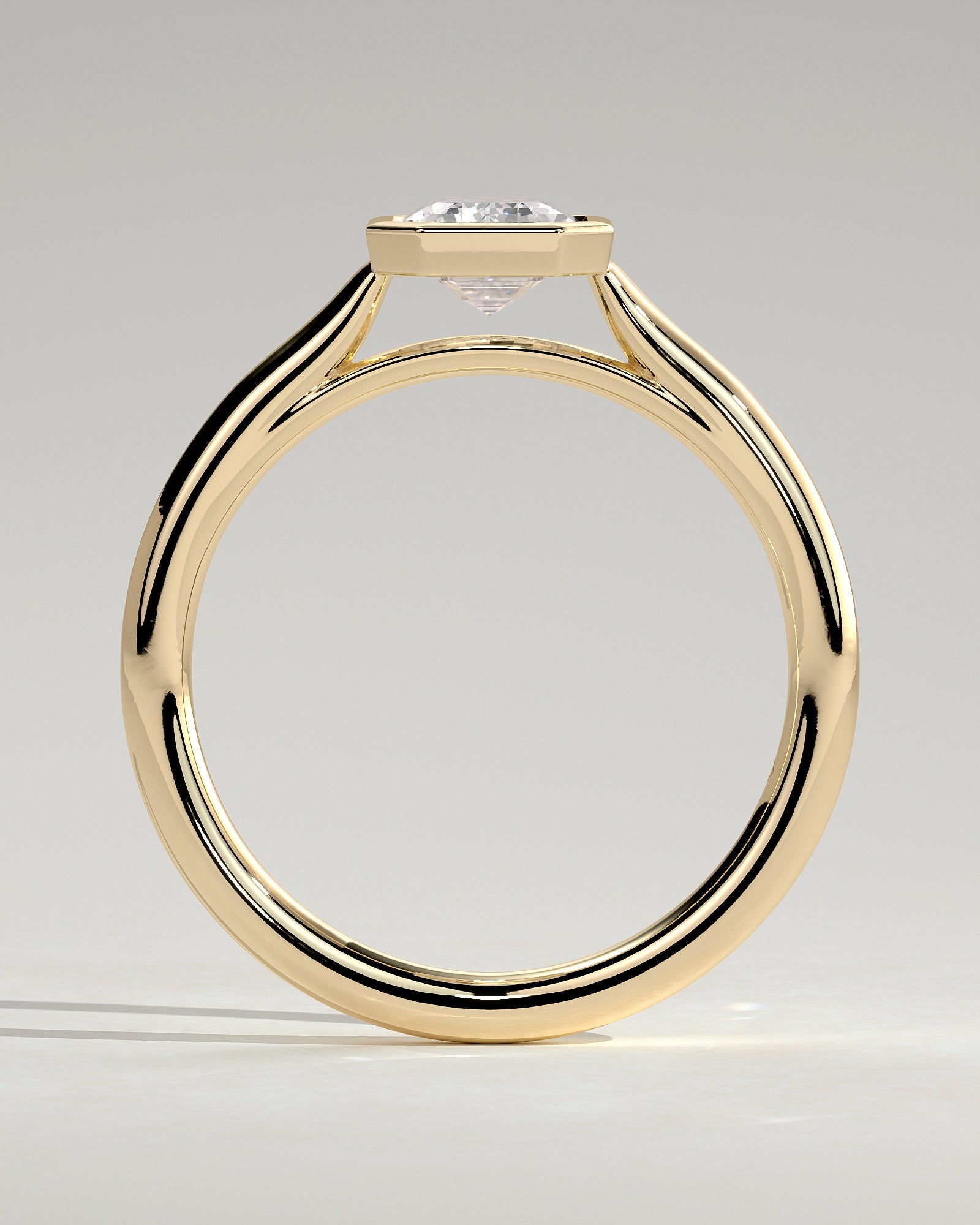 2.0 CT Emerald Cut Moissanite Bezel Engagement Ring