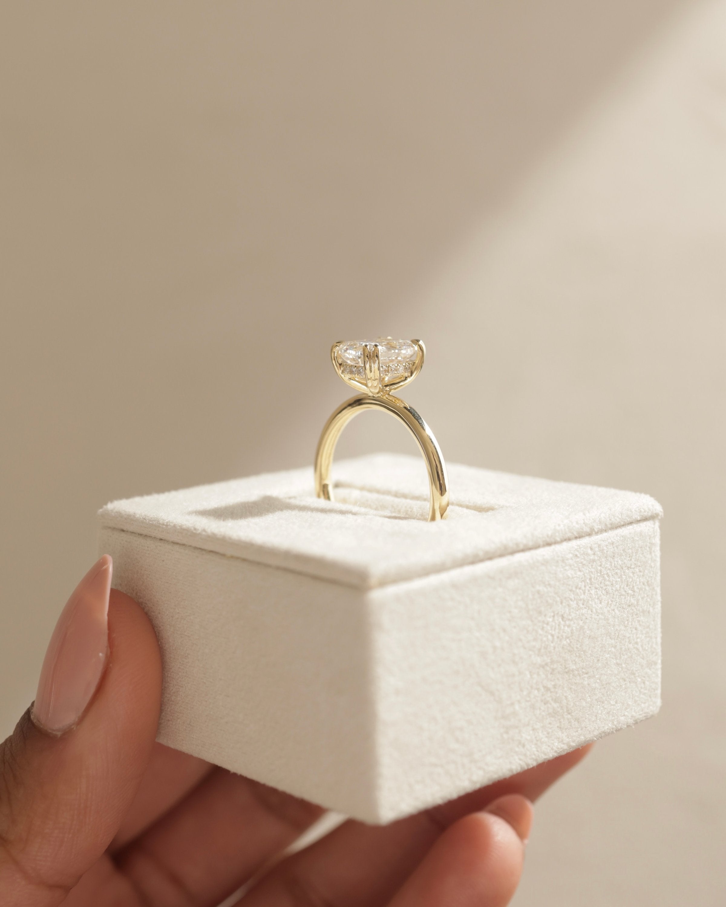 2.0 CT Elongated Cushion Cut Moissanite Hidden Halo Engagement Ring