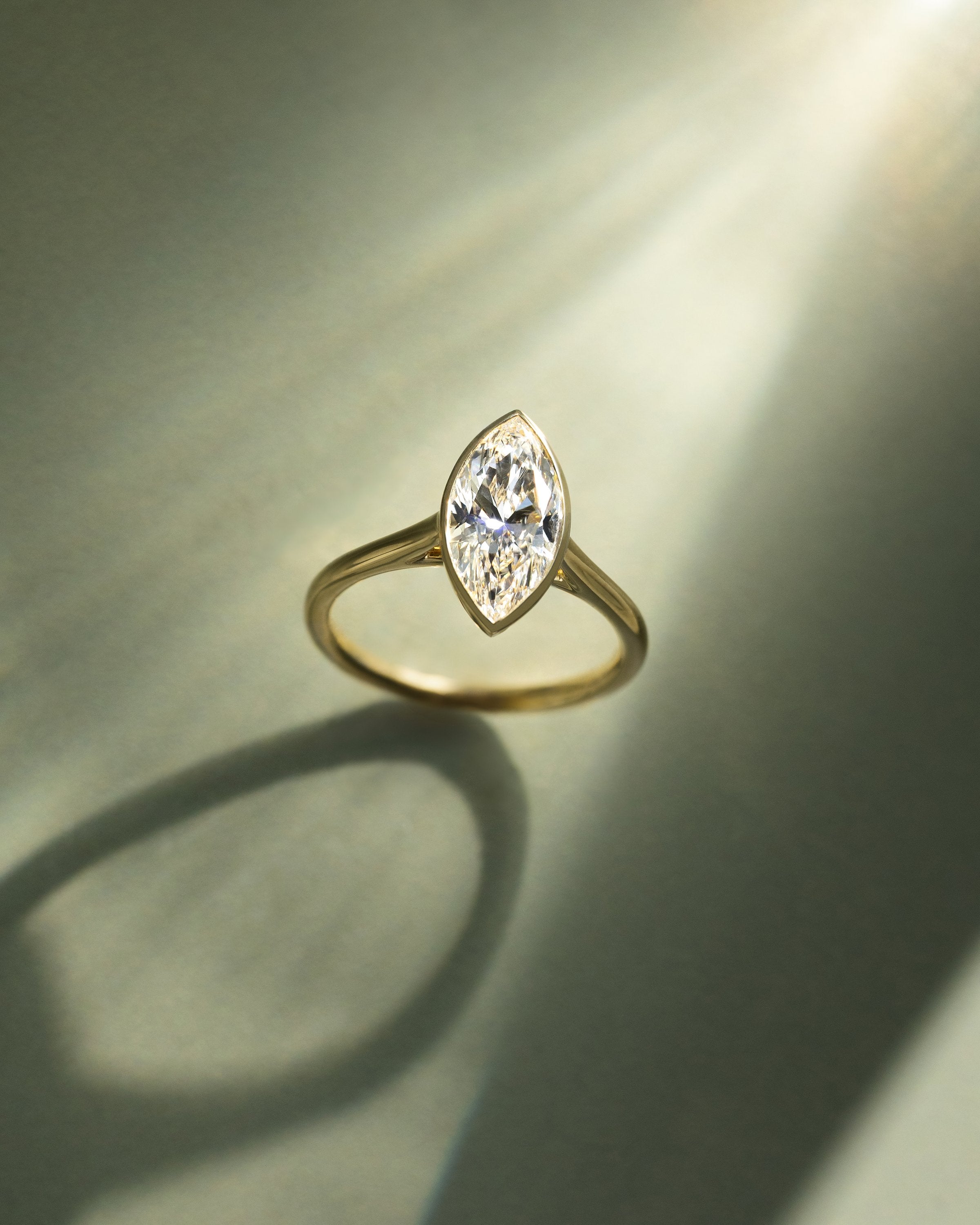 2.0 CT Marquise Cut Moissanite Bezel Engagement Ring