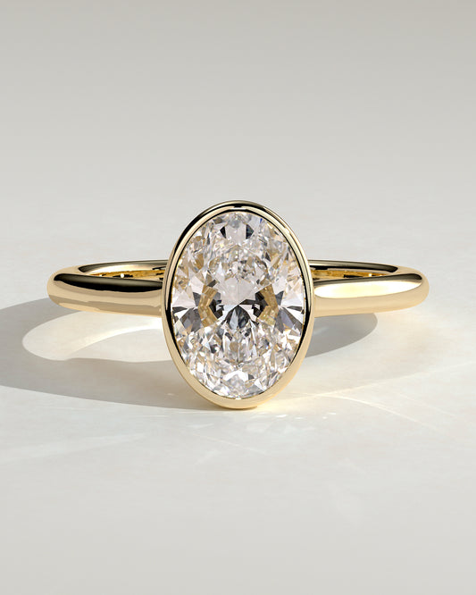 2.0 CT Oval Cut Moissanite Bezel Engagement Ring