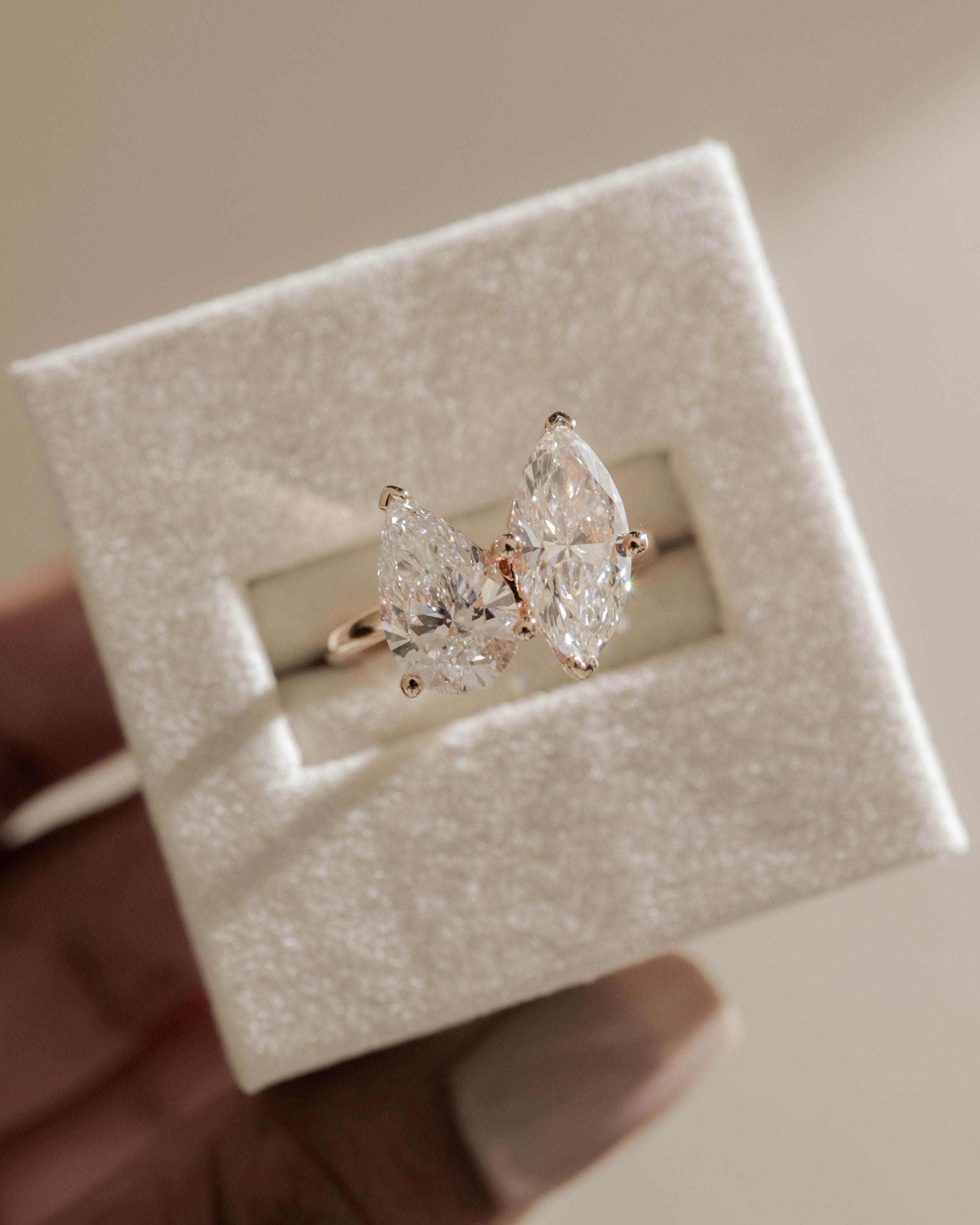 3.30 CT Pear & Marquise Cut Moissanite Pave Engagement Ring