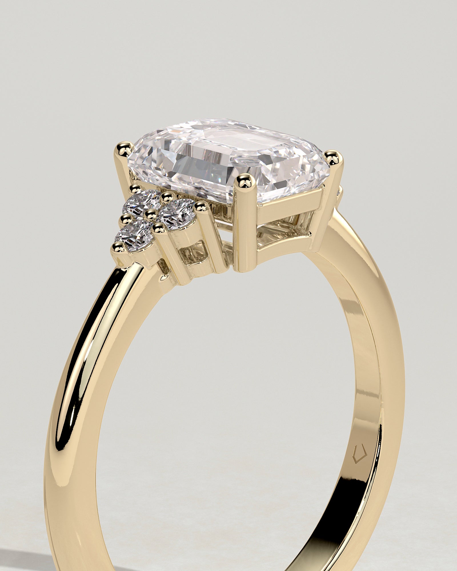 2.0 CT Emerald Cut Moissanite Cluster Engagement Ring