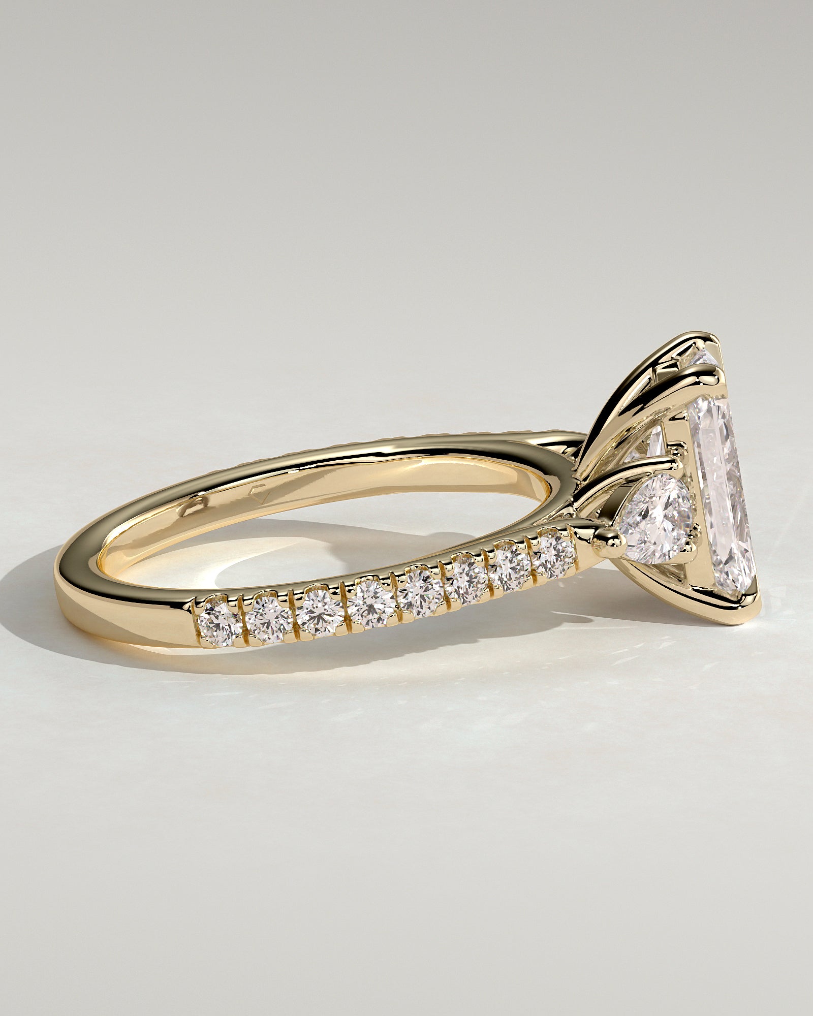 2.0 CT Radiant Cut Moissanite Three Stone & Pave Engagement Ring