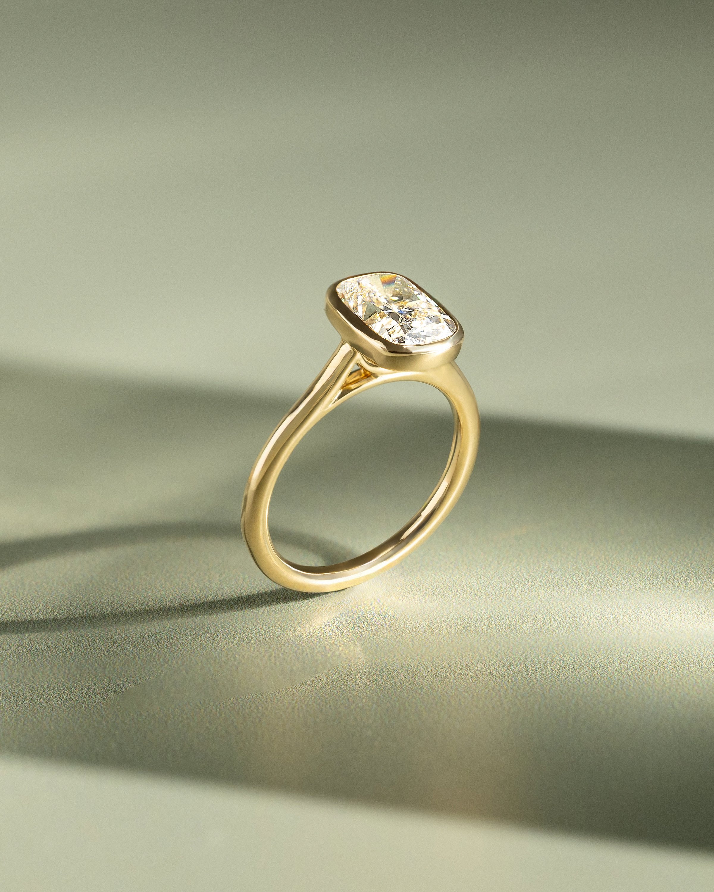 2.0 CT Elongated Cushion Cut Moissanite Bezel Engagement Ring