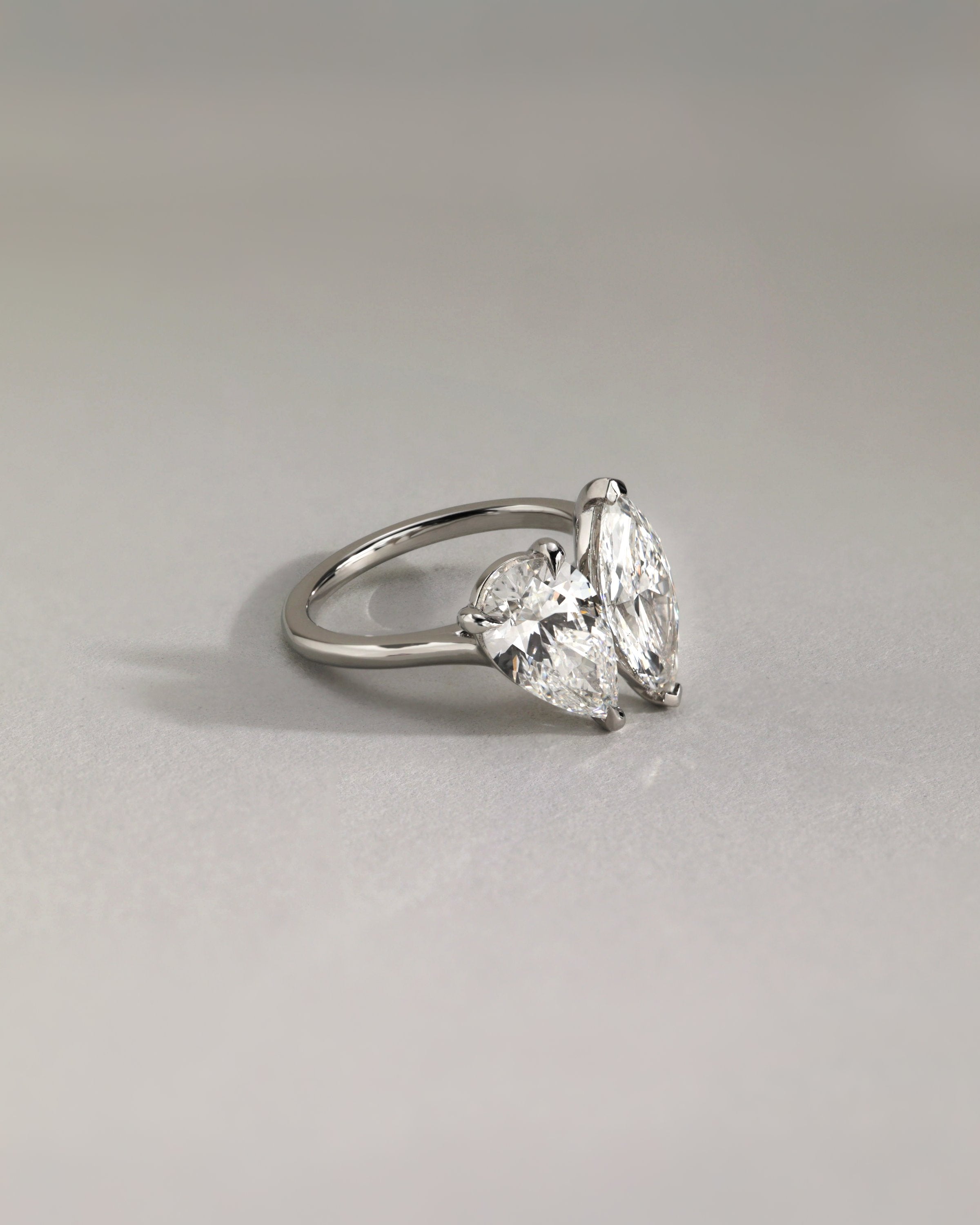 3.30 CT Marquise & Pear Cut Moissanite Bezel Engagement Ring