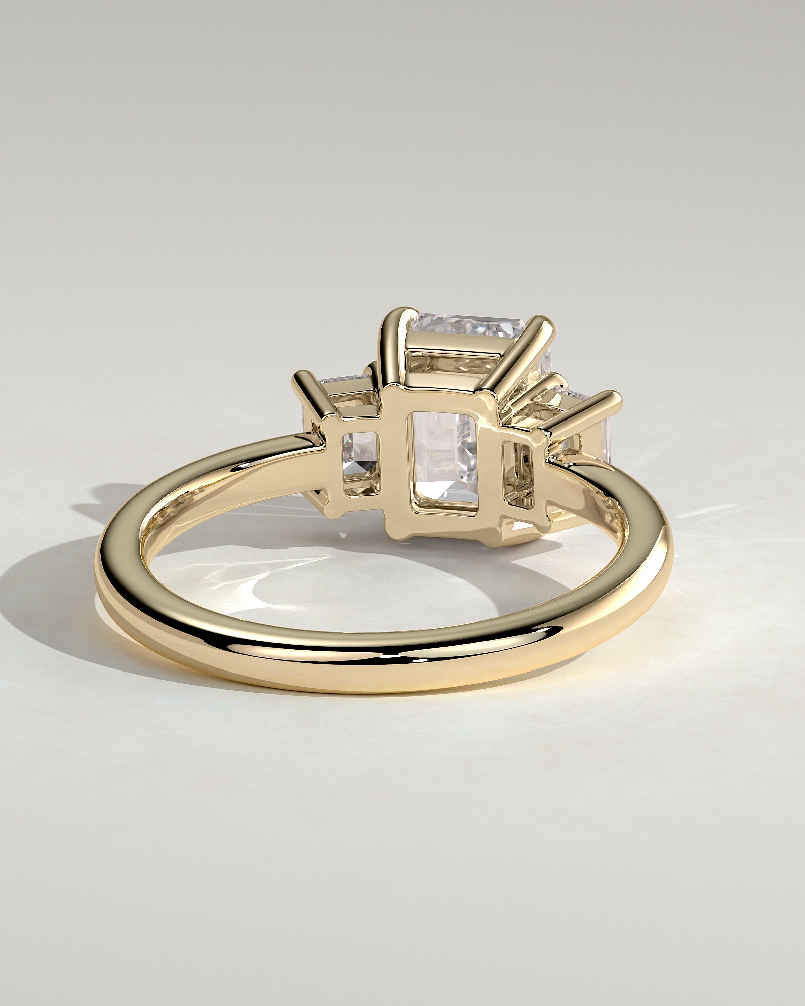 2.0 CT Emerald Cut Moissanite Three Stone Engagement Ring