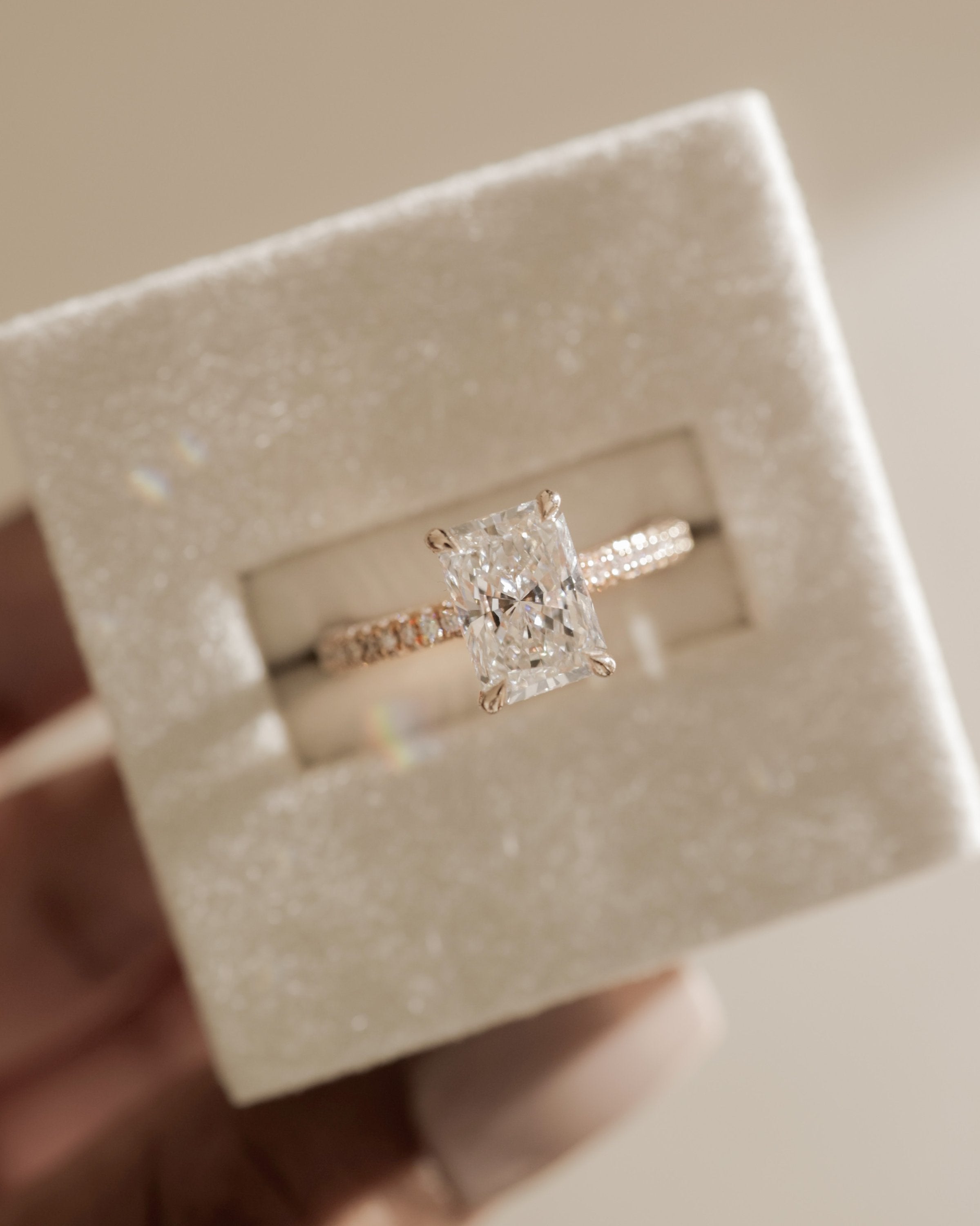 2.0 CT Radiant Cut Moissanite Triple Pave Engagement Ring