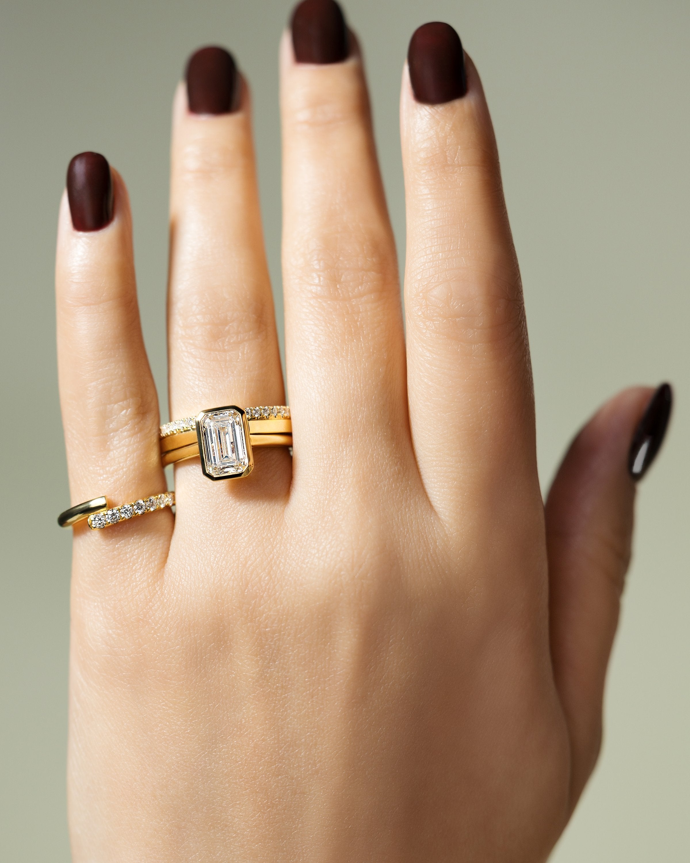 2.0 CT Emerald Cut Moissanite Bezel Engagement Ring