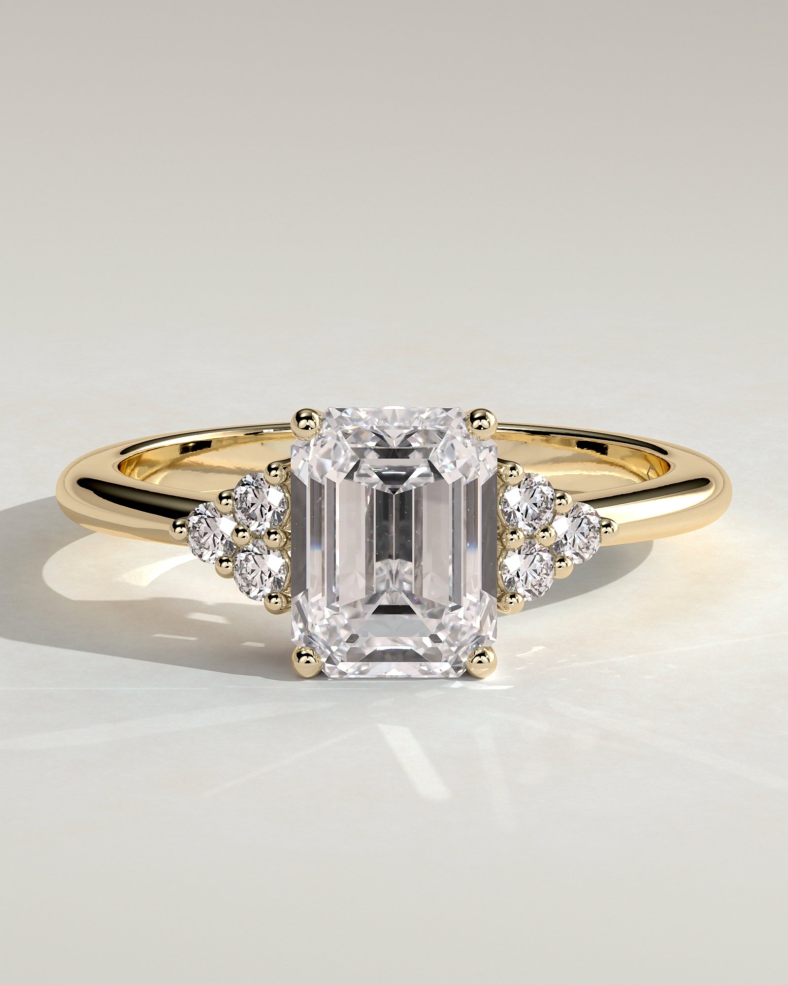 2.0 CT Emerald Cut Moissanite Cluster Engagement Ring