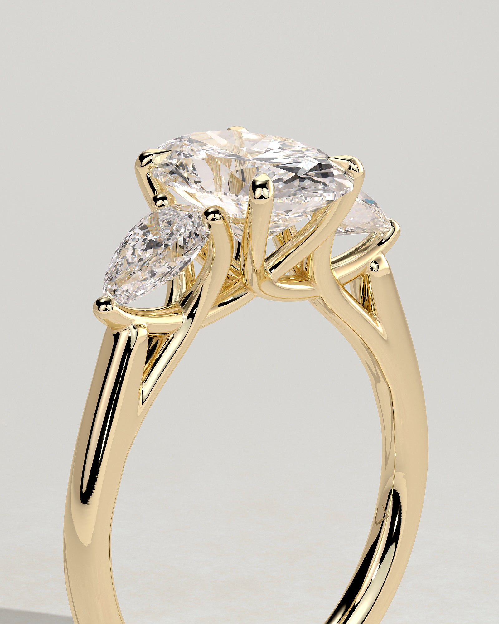 2.0 CT Oval Cut Moissanite Three Stone Engagement Ring