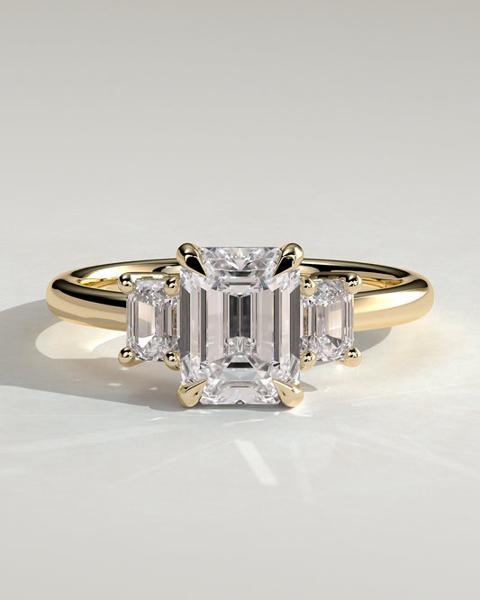 2.0 CT Emerald Cut Moissanite Three Stone Engagement Ring