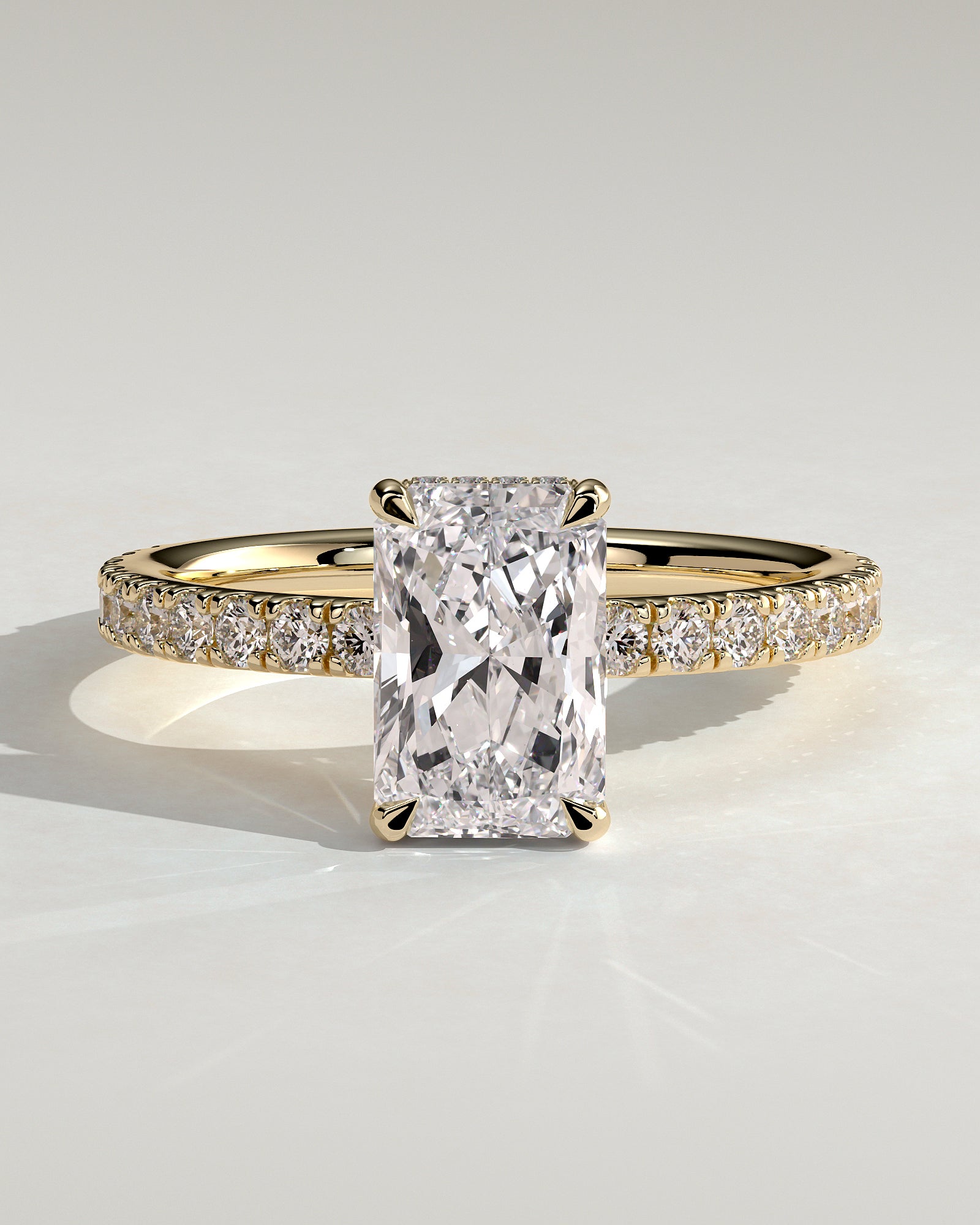 2.0 CT Radiant Cut Moissanite Pave Engagement Ring
