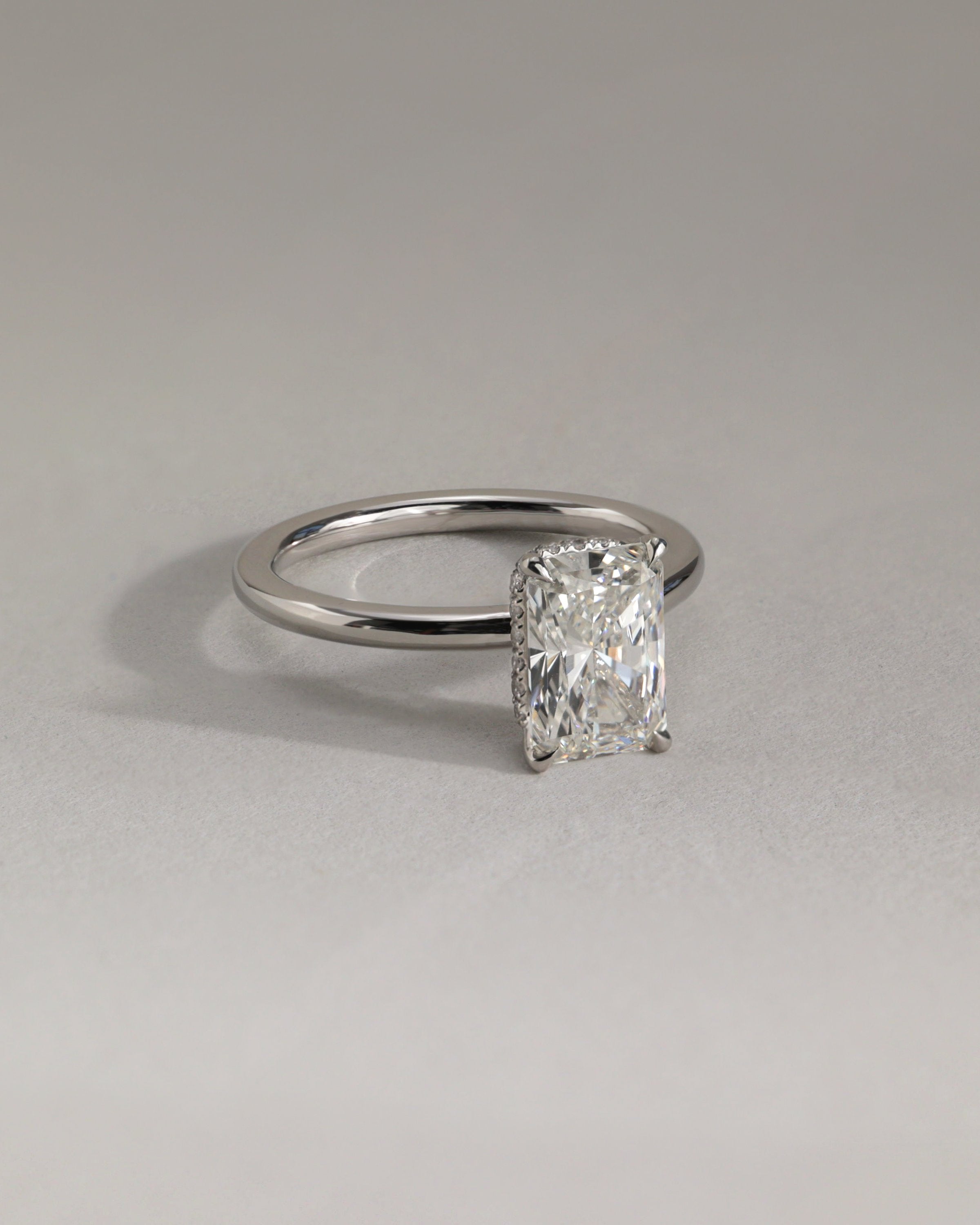 2.0 CT Radiant Cut Moissanite Hidden Halo Engagement Ring