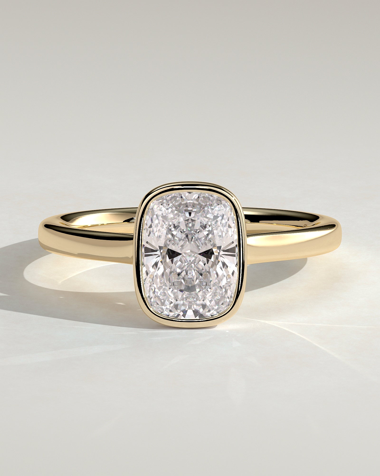 2.0 CT Elongated Cushion Cut Moissanite Bezel Engagement Ring