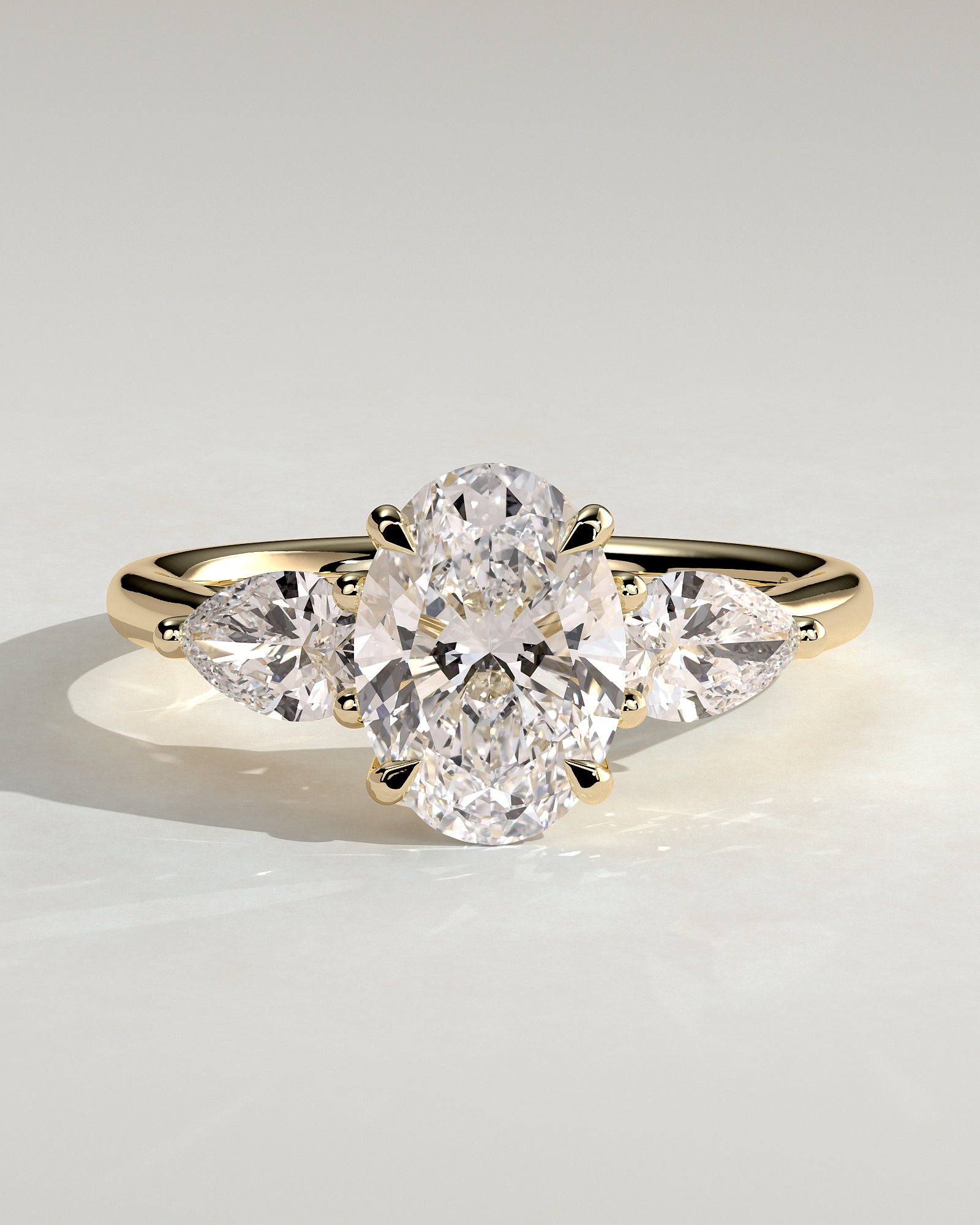 2.0 CT Oval Cut Moissanite Three Stone Engagement Ring