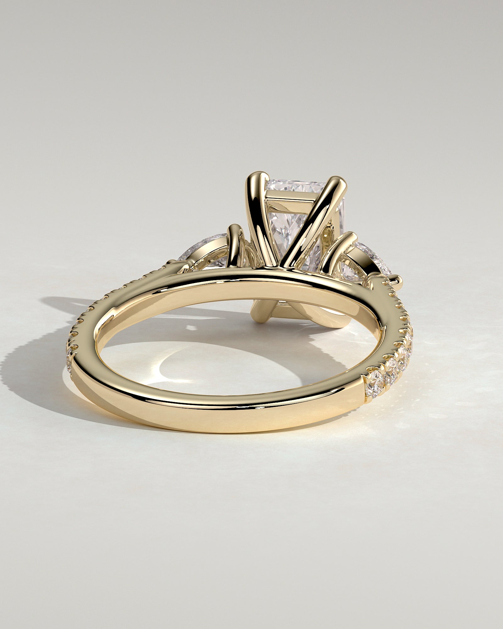 2.0 CT Radiant Cut Moissanite Three Stone & Pave Engagement Ring