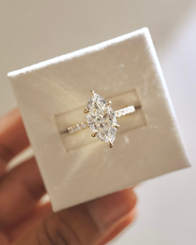 2.0 CT Marquise Cut Moissanite Pave Engagement Ring