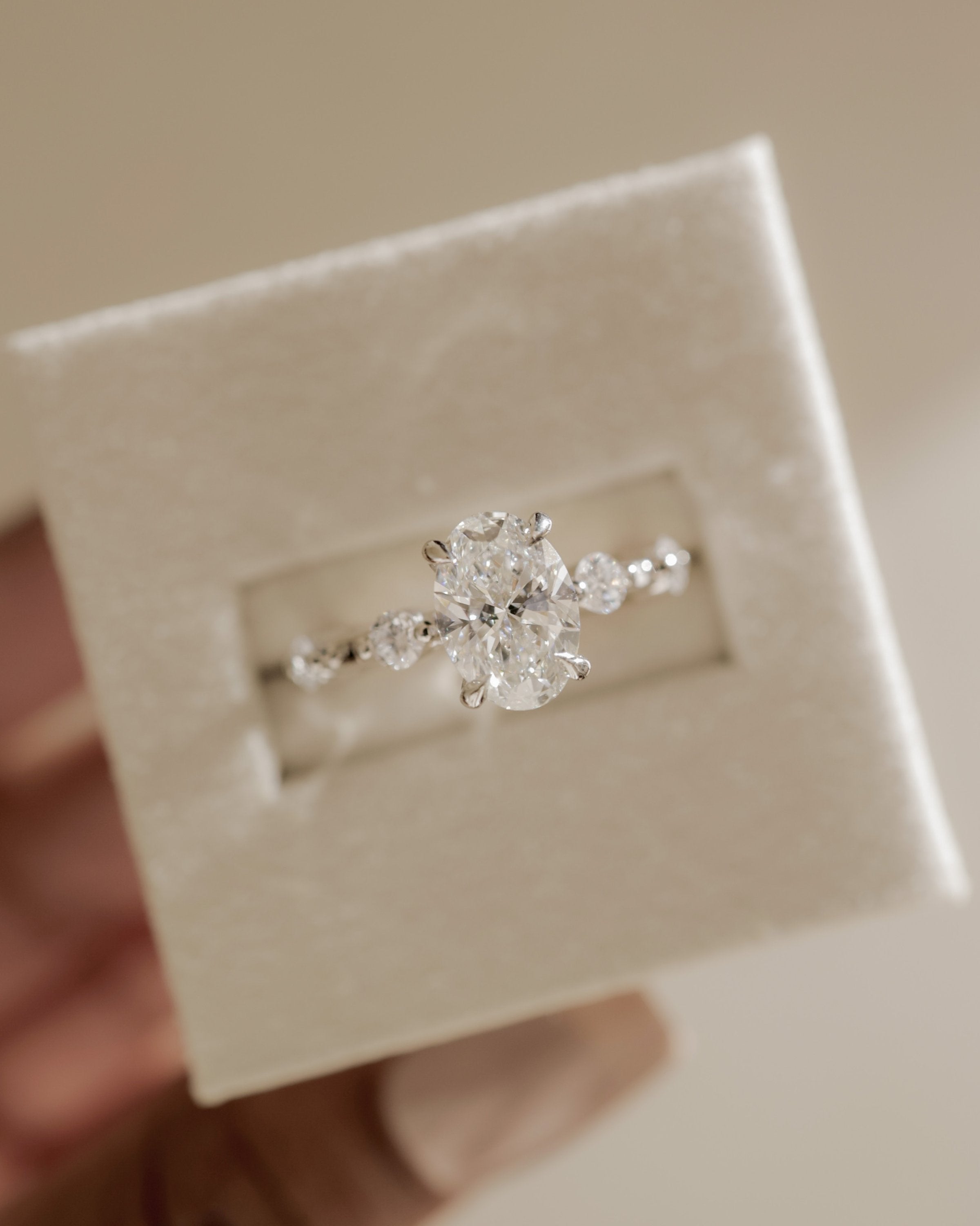 2.0 CT Oval Cut Moissanite Hidden Halo Engagement Ring