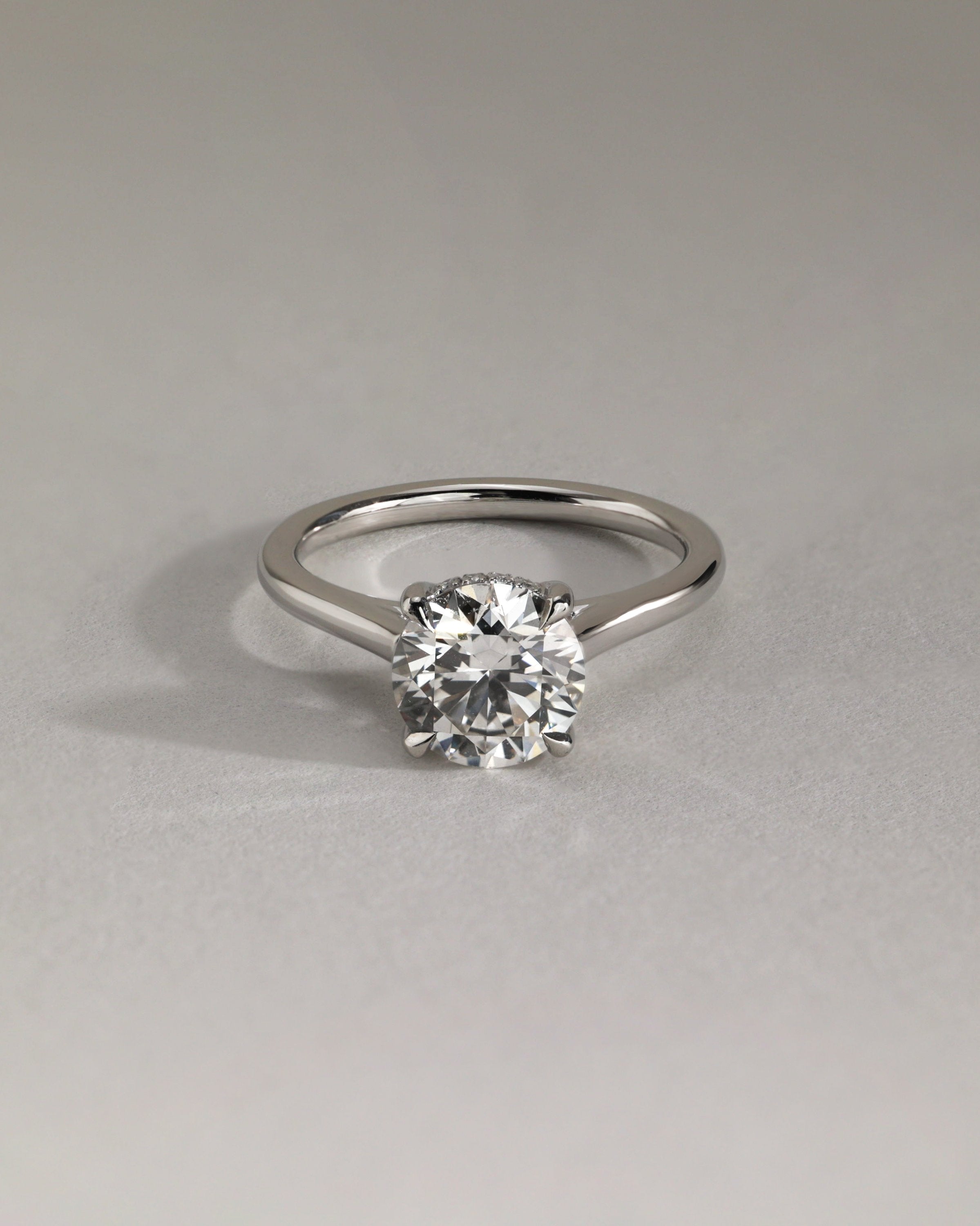 2.0 CT Round Cut Moissanite Hidden Halo Engagement Ring