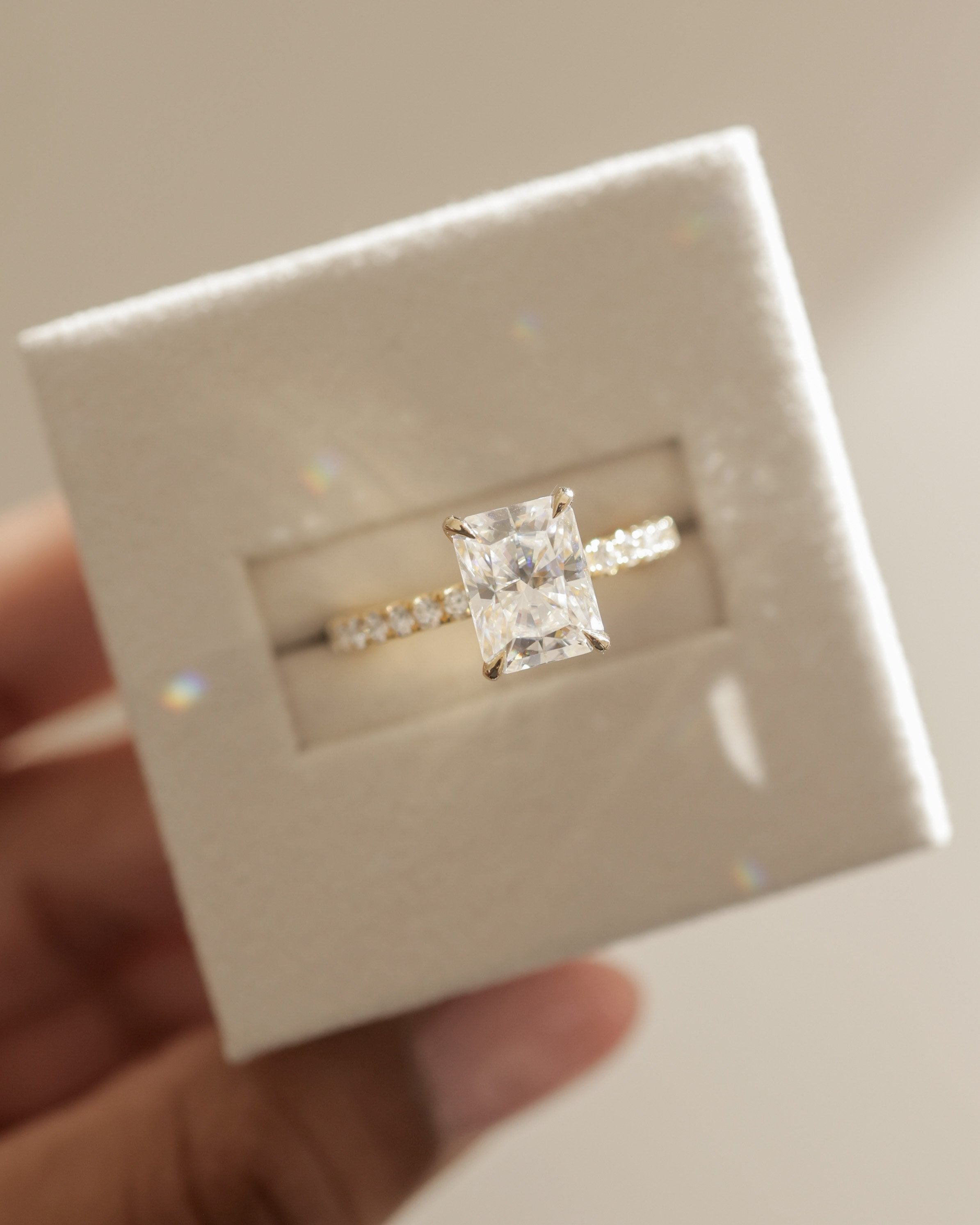 2.0 CT Radiant Cut Moissanite Pave Engagement Ring