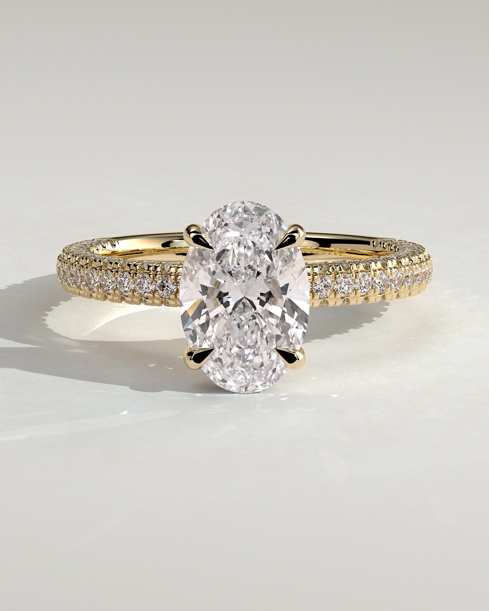 2.0 CT Oval Cut Moissanite Pave Engagement Ring
