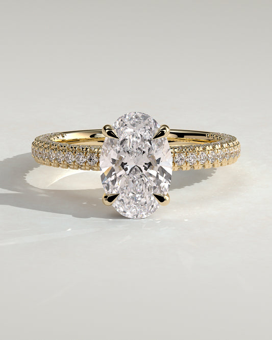 2.0 CT Oval Cut Moissanite Pave Engagement Ring