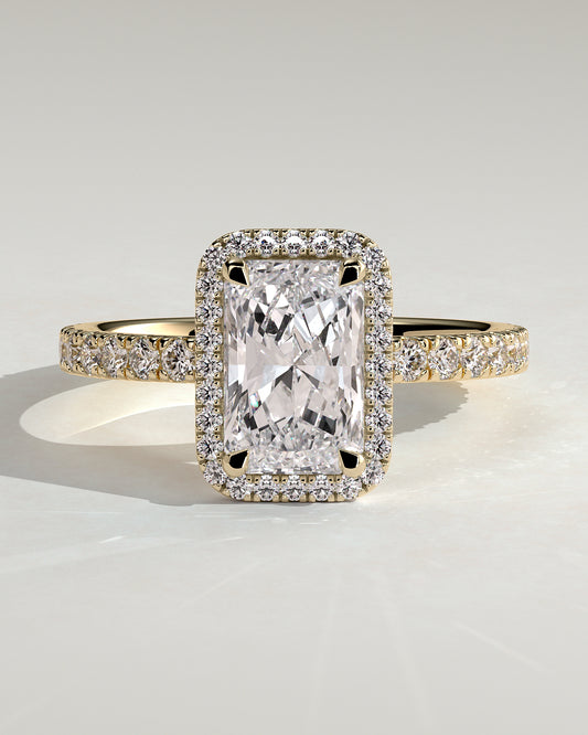 2.0 CT Radiant Cut Moissanite Halo Engagement Ring