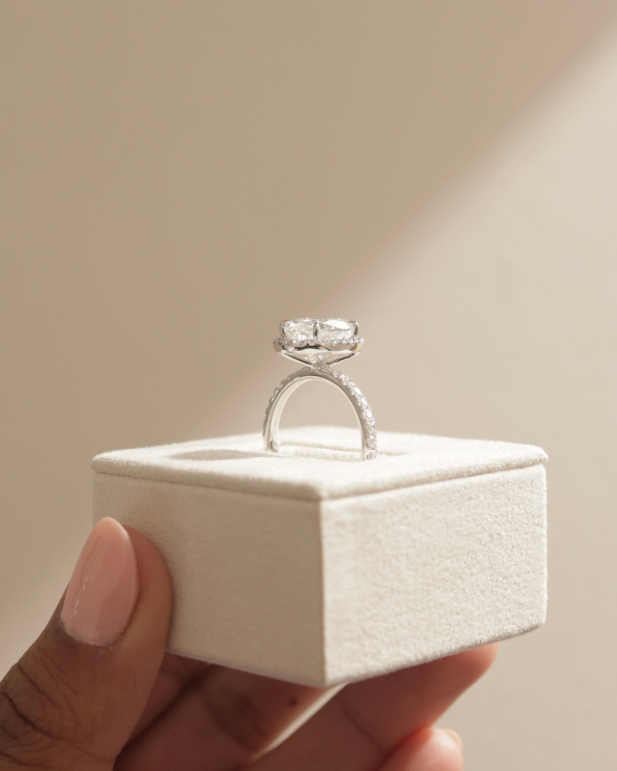 2.0 CT Oval Cut Moissanite Halo With Pave Engagement Ring