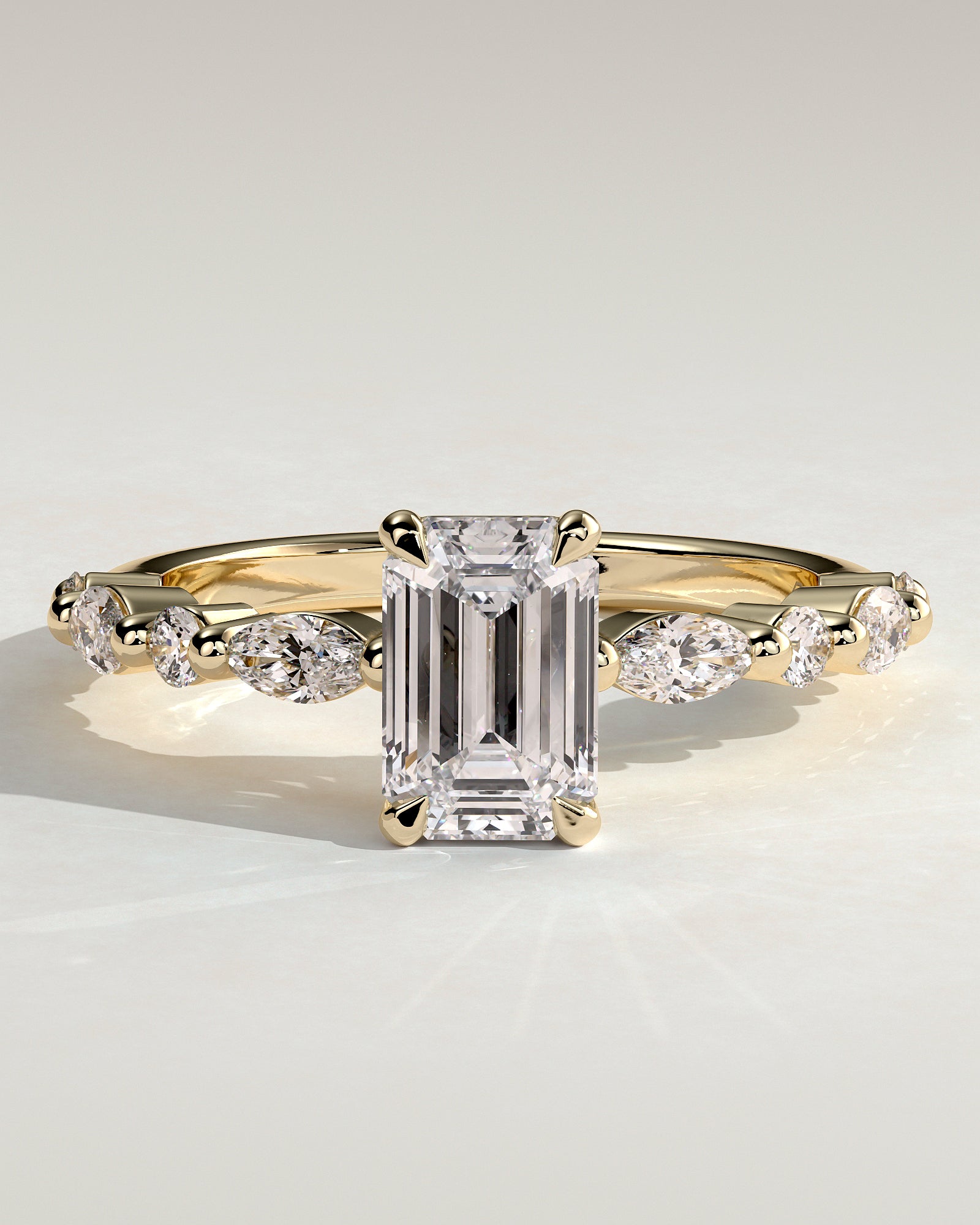 2.0 CT Emerald Cut Moissanite Pave Engagement Ring