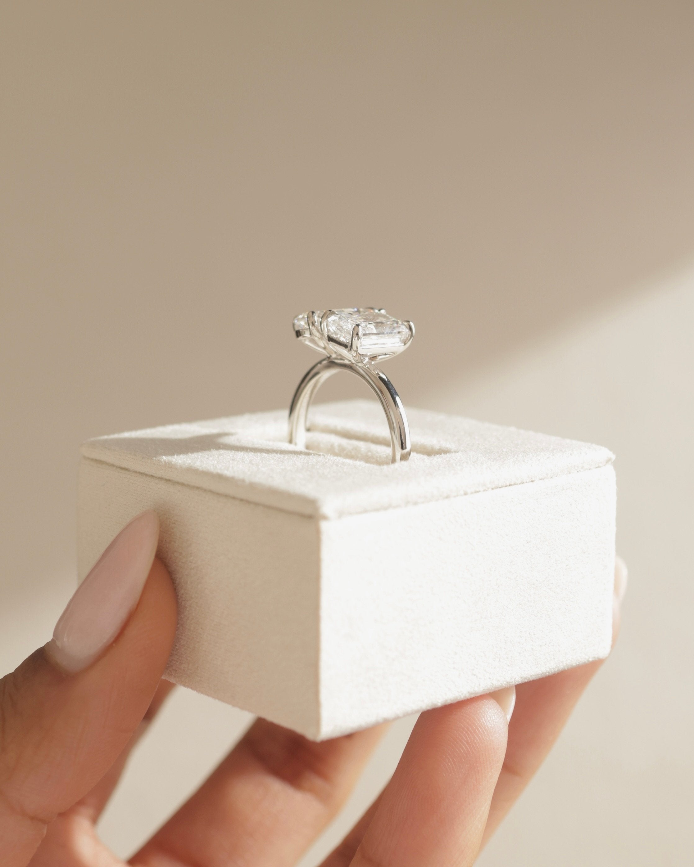 3.30 CT Pear & Radiant Cut Moissanite Two Stone Engagement Ring