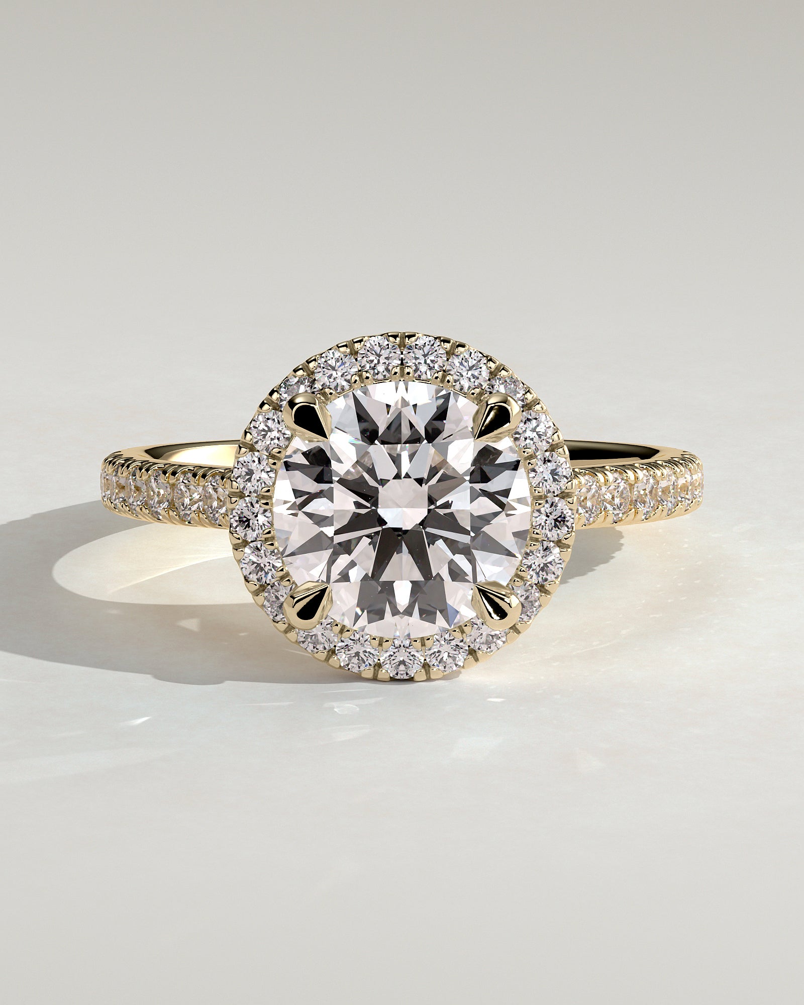 2.0 CT Round Cut Moissanite Halo Engagement Ring
