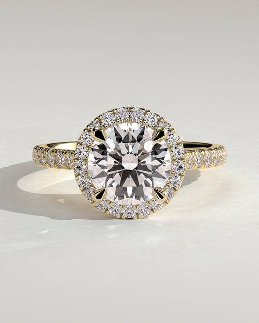 2.0 CT Round Cut Moissanite Halo Engagement Ring