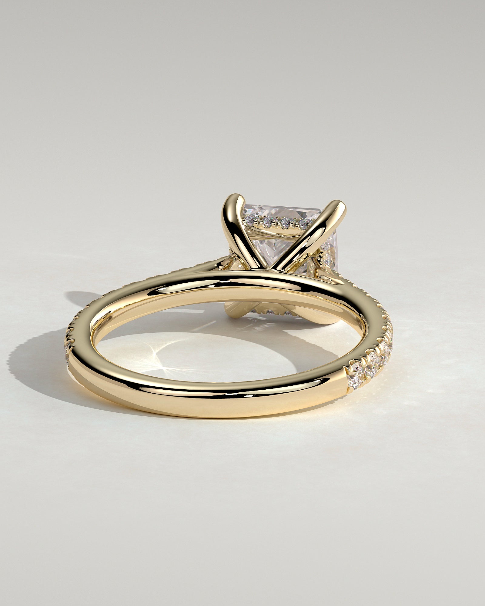 2.0 CT Princess Cut Moissanite Hidden Halo Engagement Ring