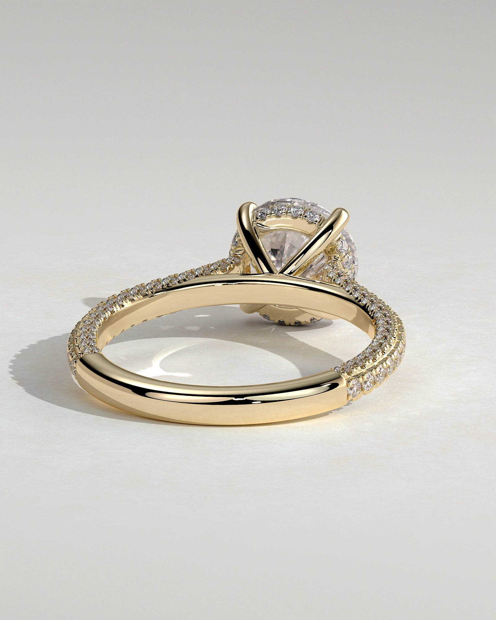 2.0 CT Round Cut Moissanite Triple Pave Engagement Ring