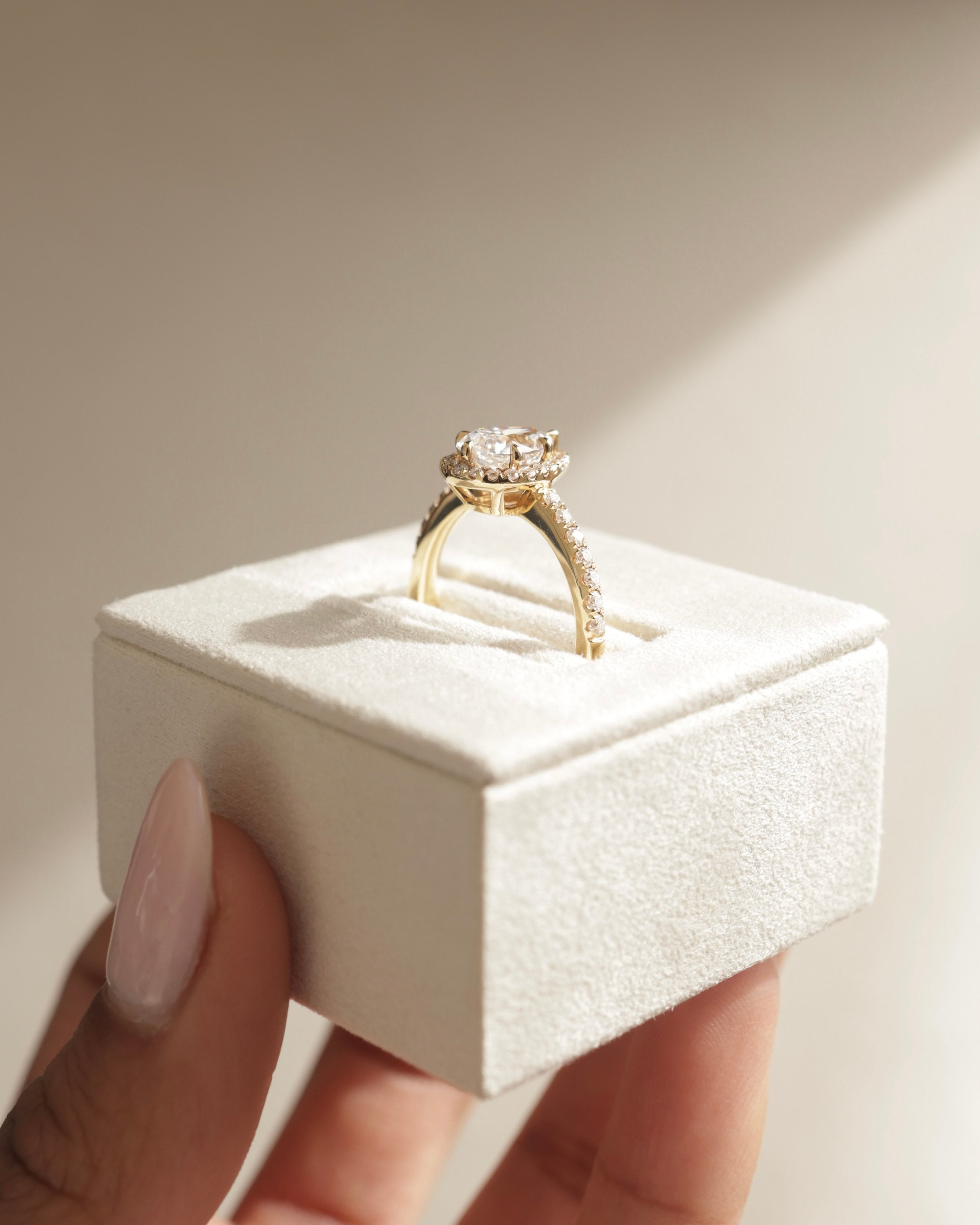 2.0 CT Pear Cut Moissanite Halo with Pavé Engagement Ring