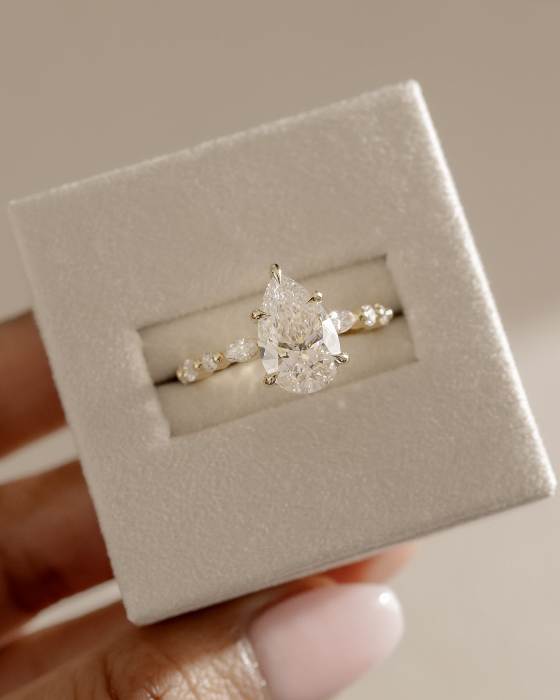 2.0 CT Pear Cut Moissanite Pave Setting Engagement Ring