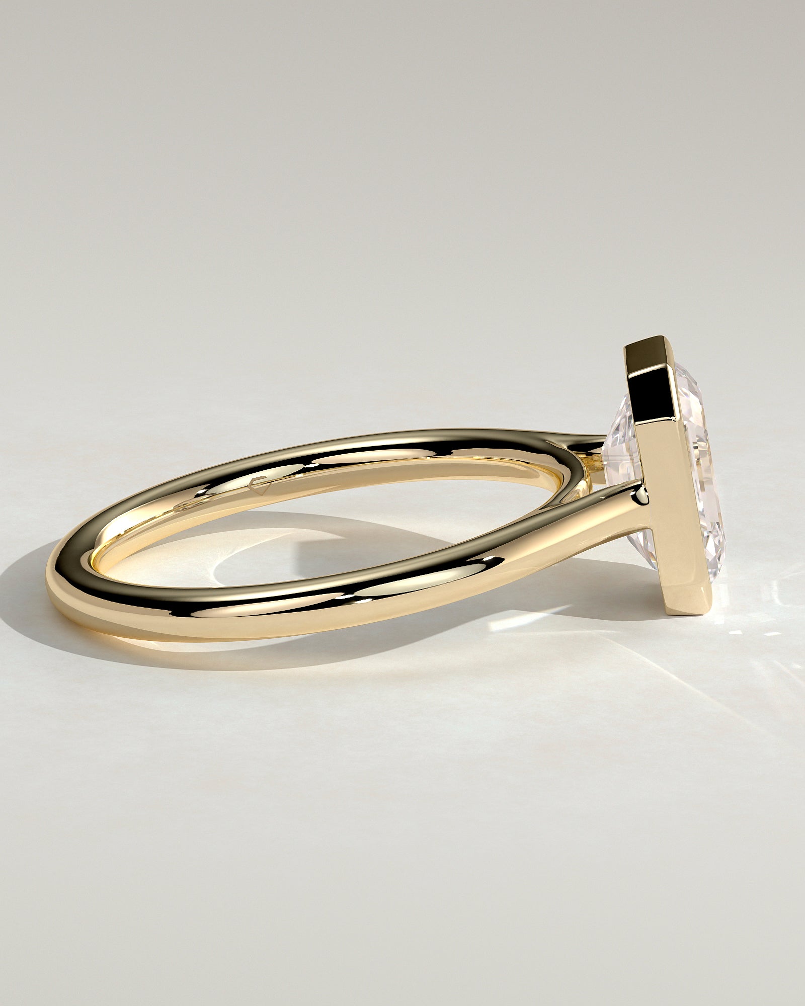 2.0 CT Emerald Cut Moissanite Bezel Solitaire Engagement Ring