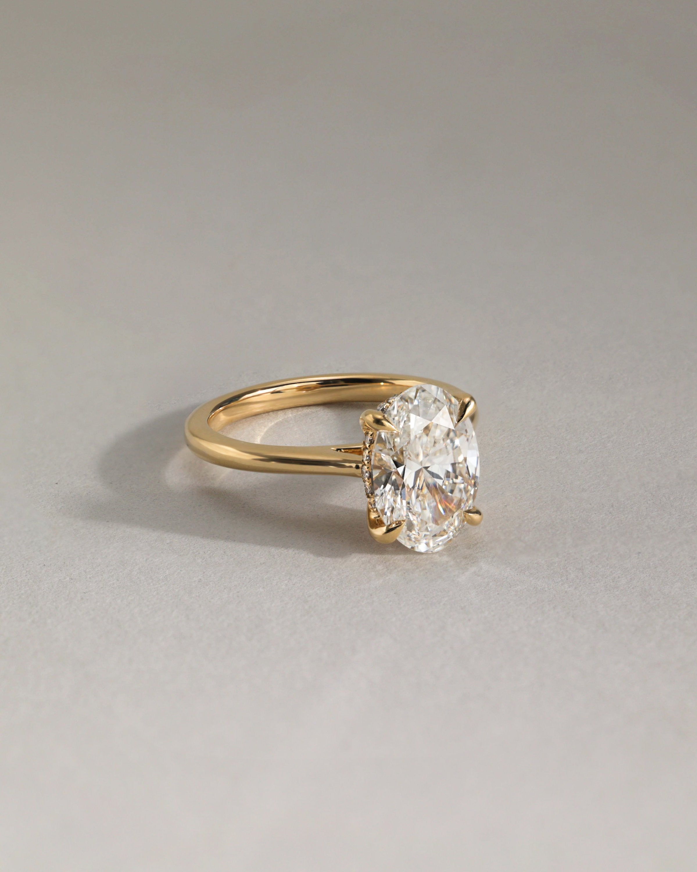 2.0 CT Oval Cut Moissanite Hidden Halo Engagement Ring