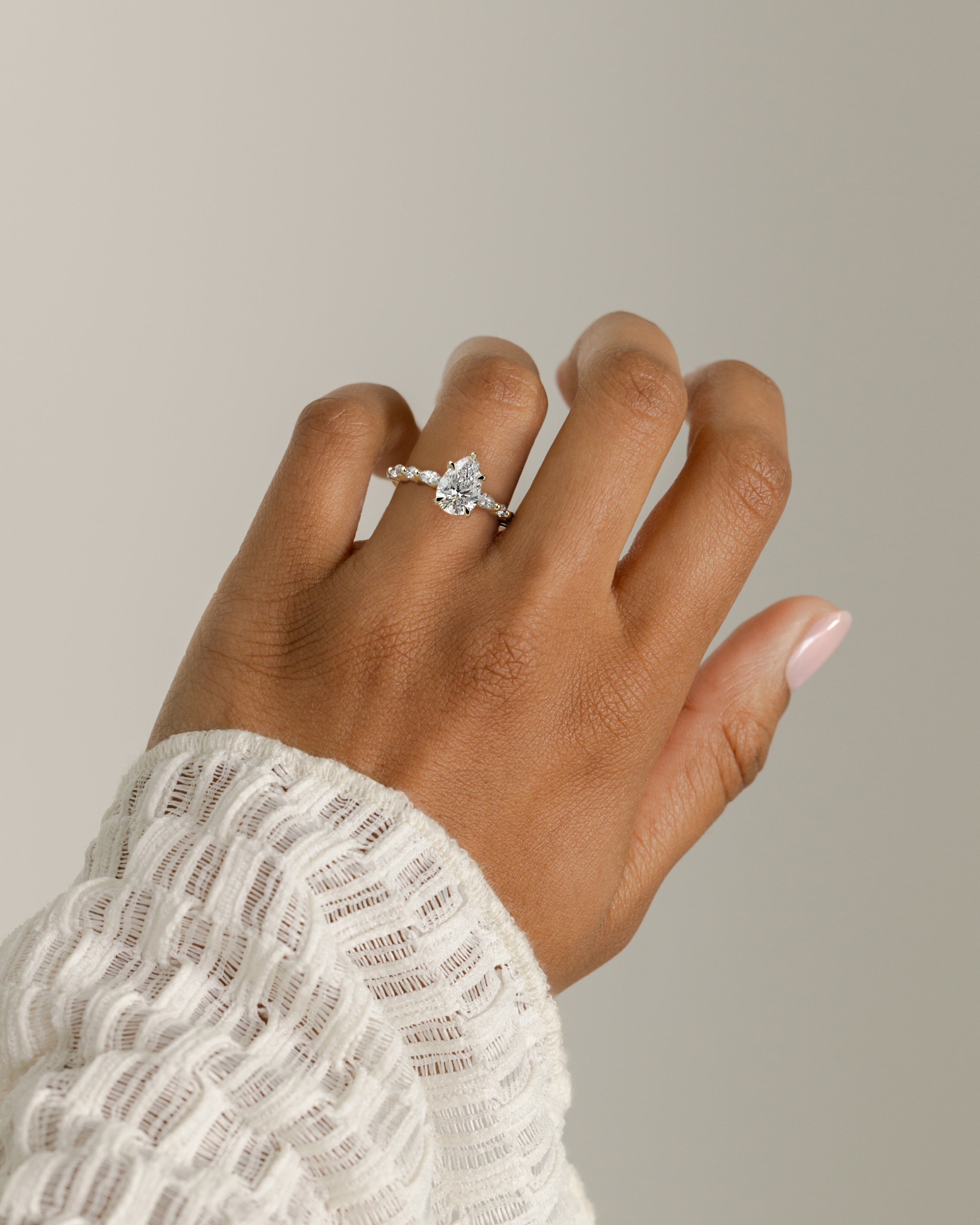 2.0 CT Pear Cut Moissanite Pave Setting Engagement Ring