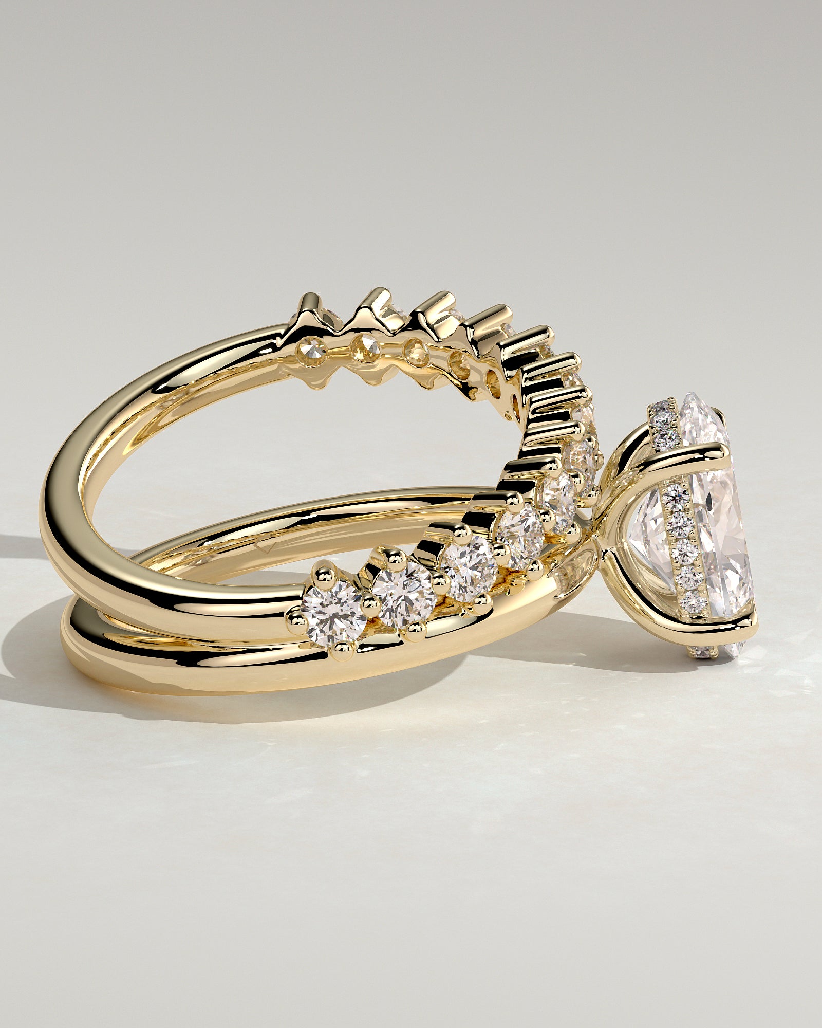 2.0 CT Oval Cut Moissanite Unique Engagement Ring