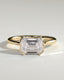 2.0 CT Emerald Cut Moissanite Half Bezel Engagement Ring