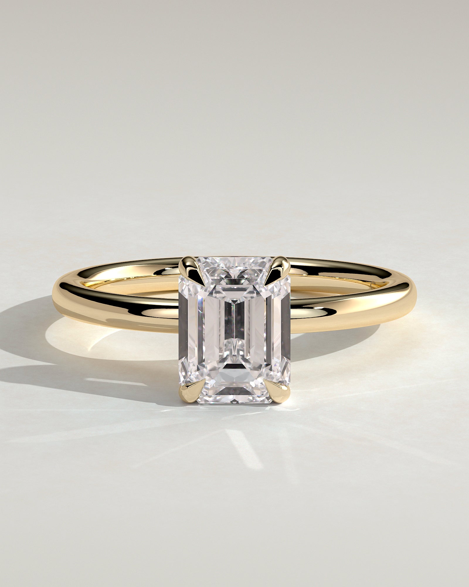 2.0 CT Emerald Cut Moissanite Hidden Halo Engagement Ring