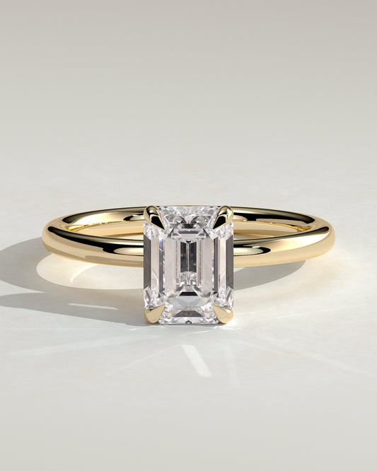 2.0 CT Emerald Cut Moissanite Hidden Halo Engagement Ring